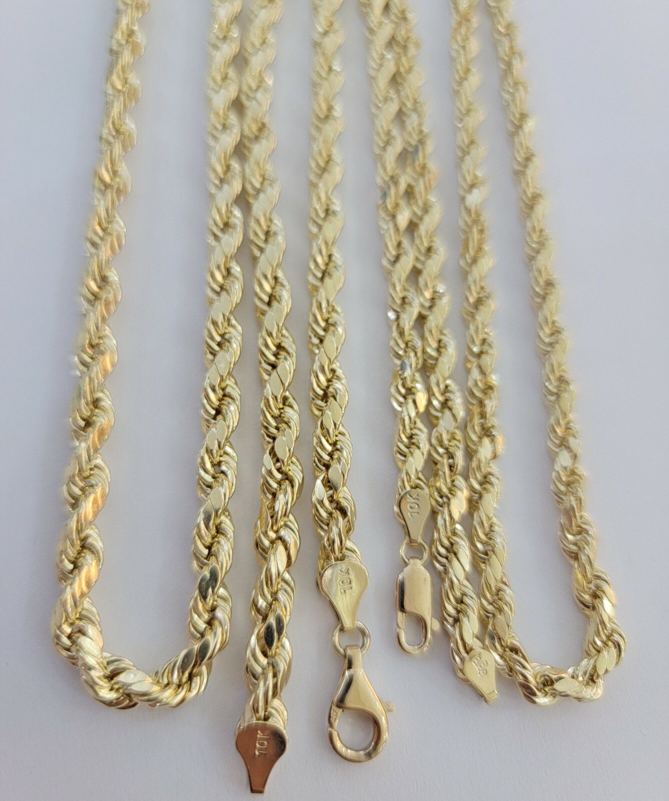 Real 10K Yellow Gold Rope Chain Mens Necklace 6mm Diamond Cut 18-30in Mens 10kt