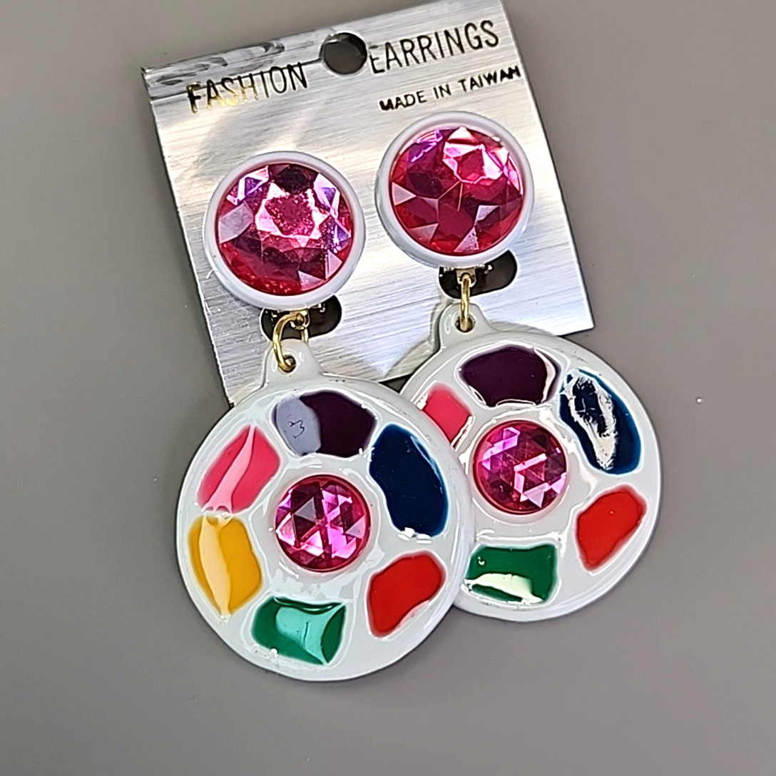Vintage Clip On Earrings Lot of 16 Pairs Acrylic Fun White Eye Balls