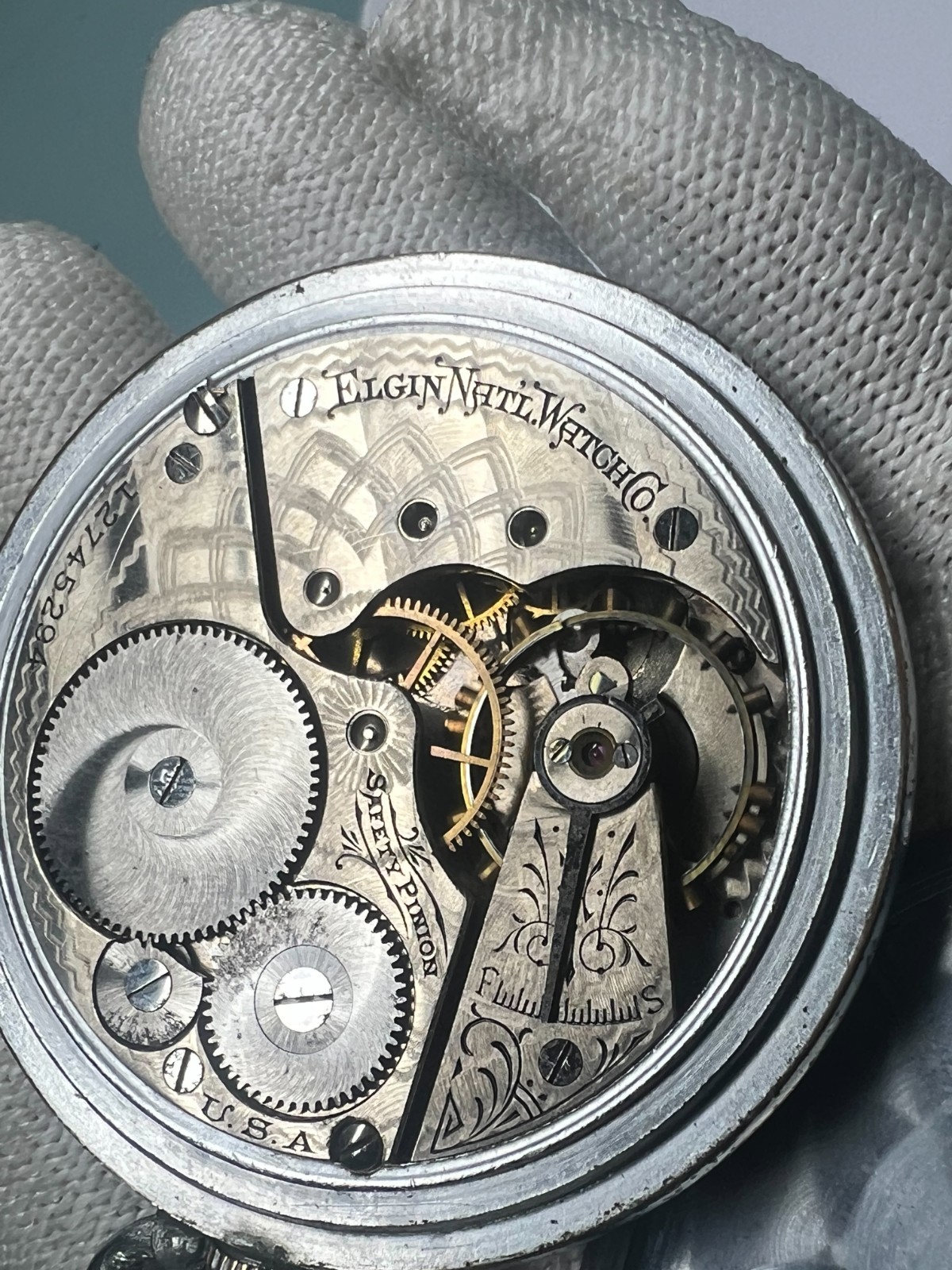 57. Elgin Y 1907 pocket watch 16s 7 J G 291model 7 Class 110 running