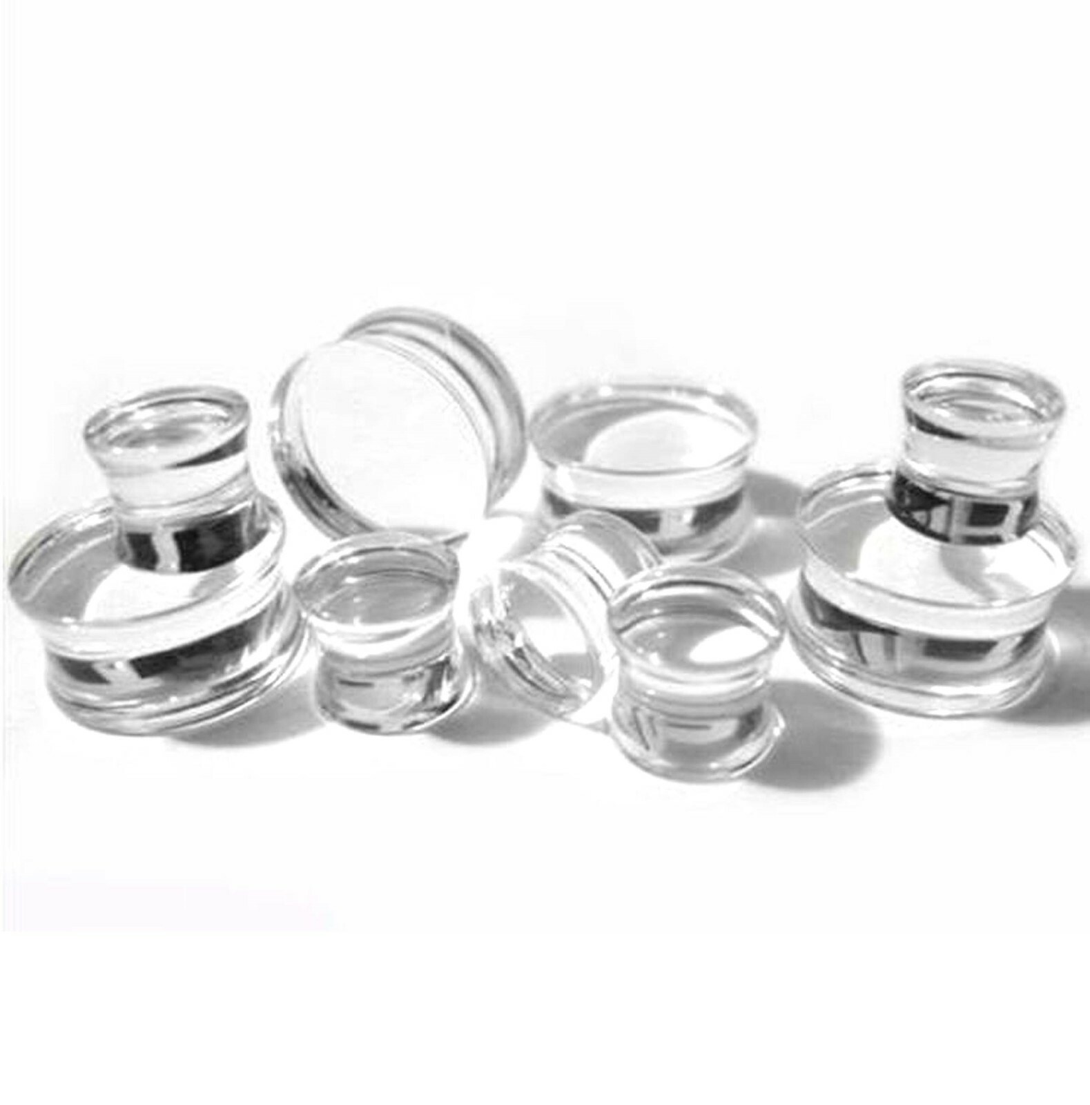 V022 Acrylic Double Flare Clear Solid Saddle Ear Plugs 10g ~ 1-1/4″ 2.5mm ~ 32mm