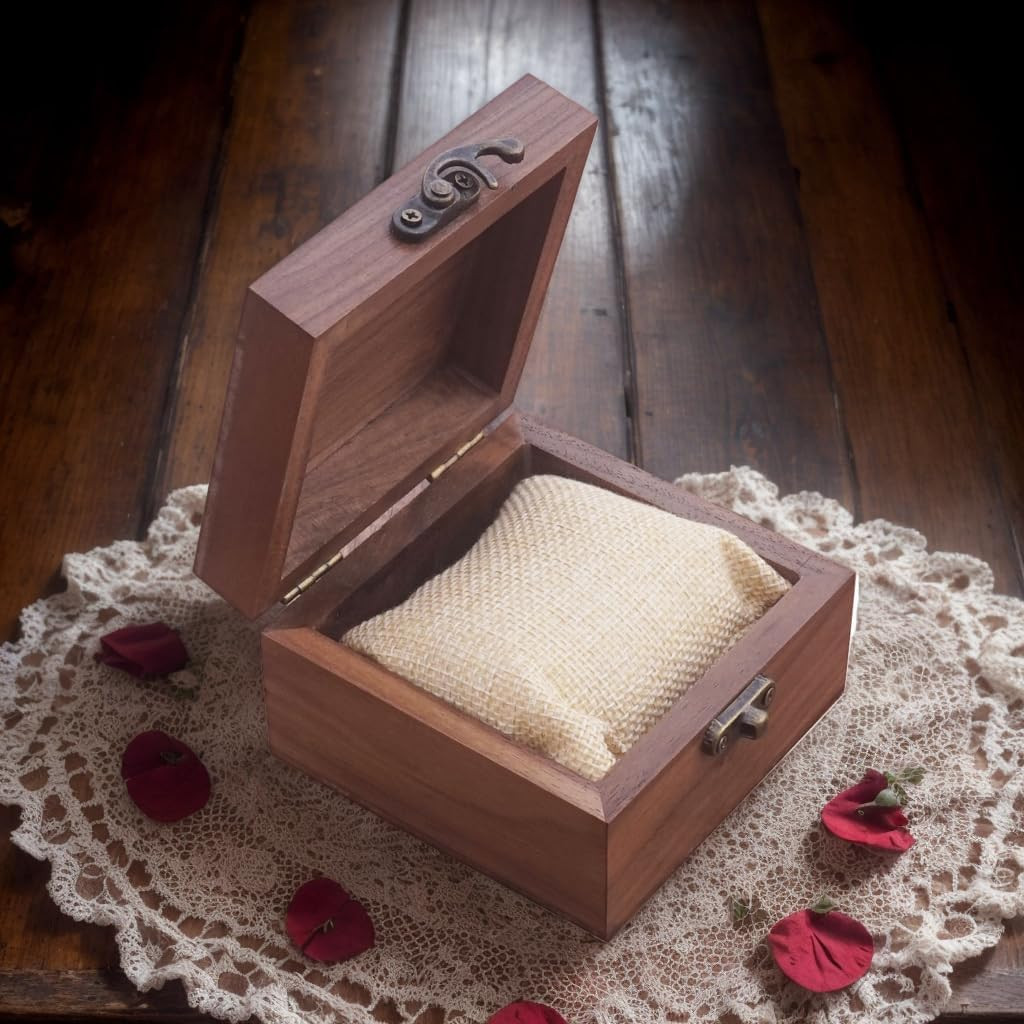 Walnut Wood Storage Box for Jewelry Watches Crafts Keepsake Gift