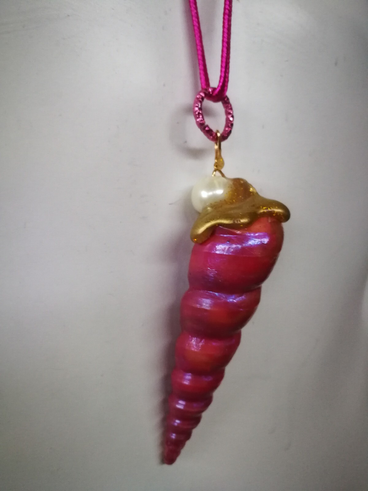 Pink Unicorn Horn Spirit Guide Magic Sea Puka Shell Pearl Charm Jewelry Fantasy