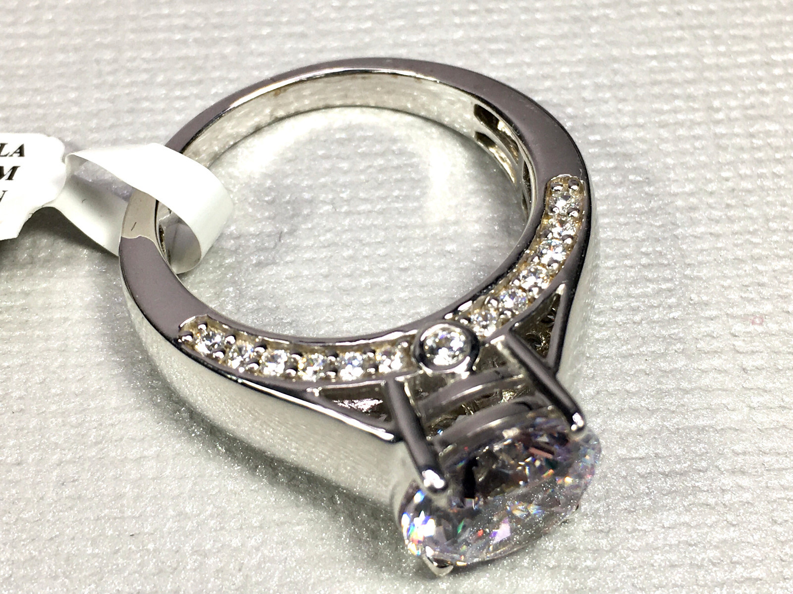 CHARLES WINSTON BELLA LUCE 7.83 CTW ZIRCONIA RHODIUM OVER STERLING RING SIZE 9