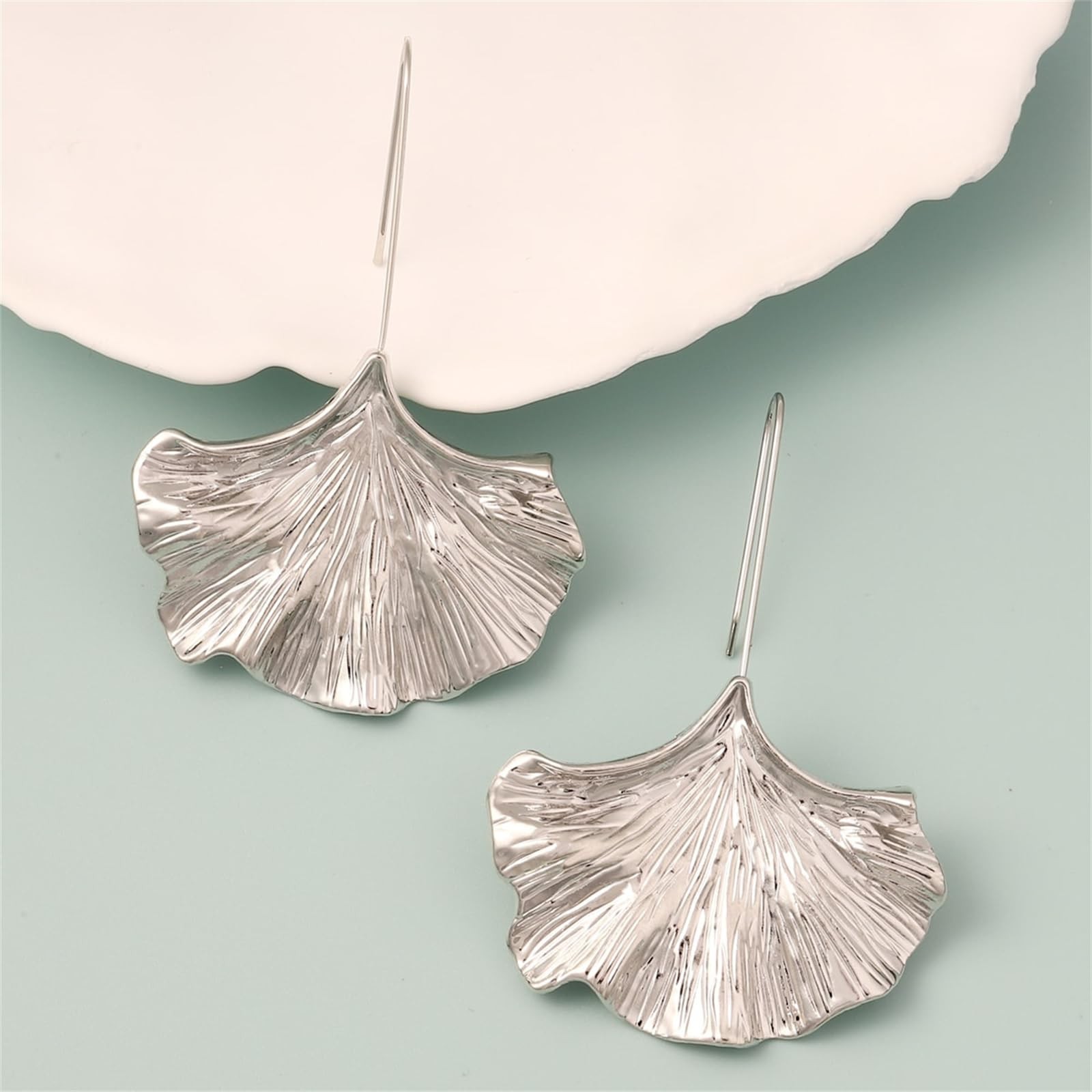 Ginkgo Leaf Earrings Gold Silver Plated Boho Vintage Leaves Flower Plant Geom…