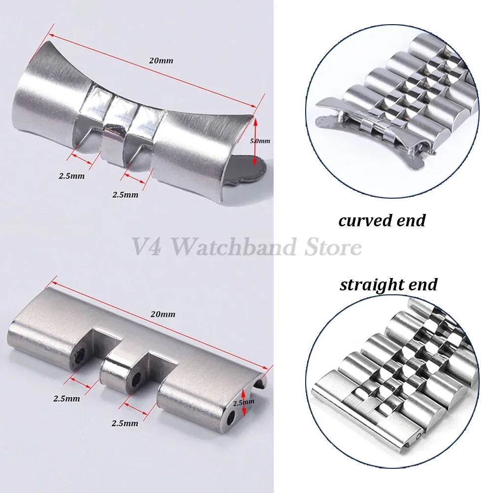 New 2pcs Watch Bracelet Curved End Links fo Seiko Skx009 Skx007 Jubilee Oyster