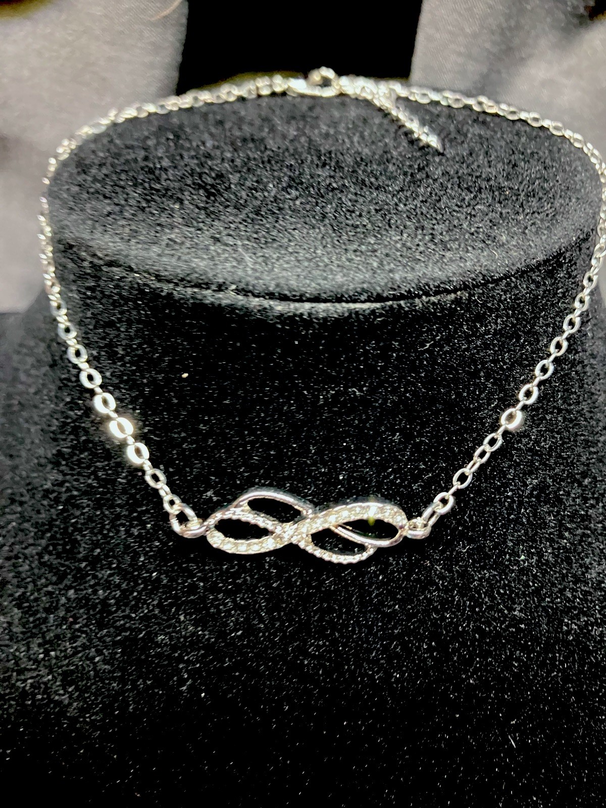 Womens Infinity Silver plated bracelet with stainless steel cz anklet + earrings
