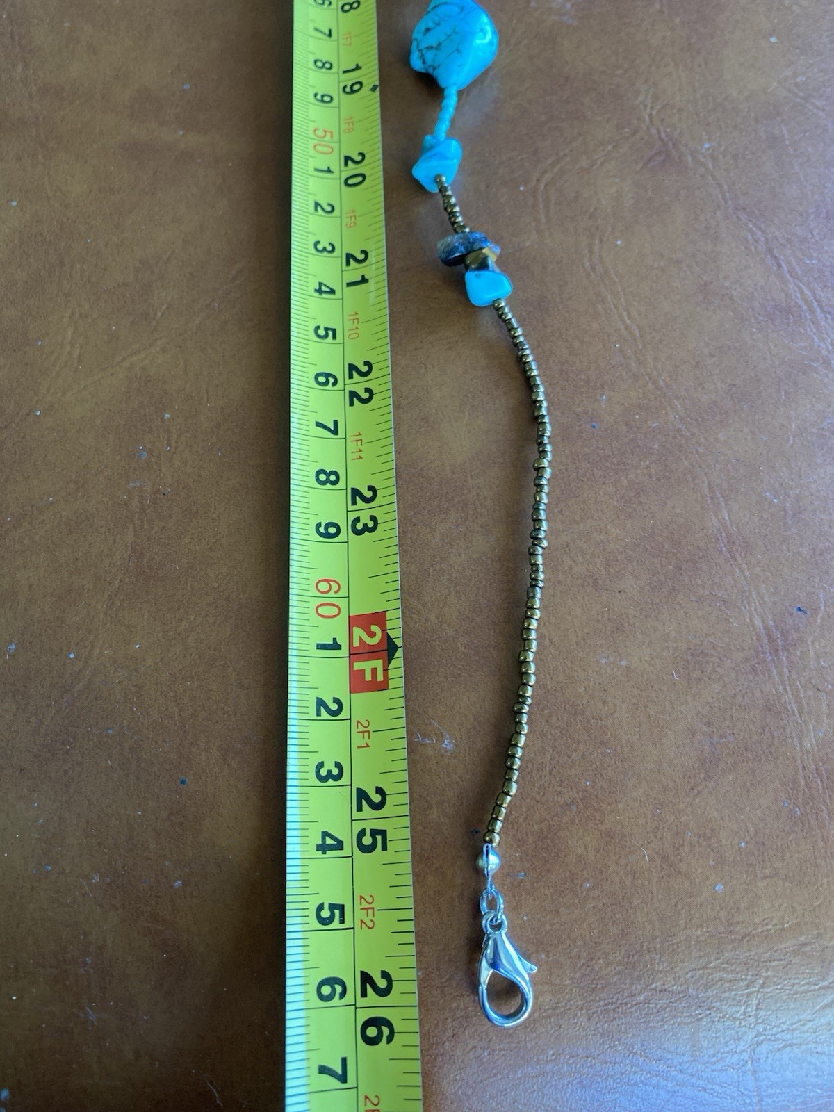 Necklace Pendant Turquoise Stone Like Beaded 25” Boho Statement