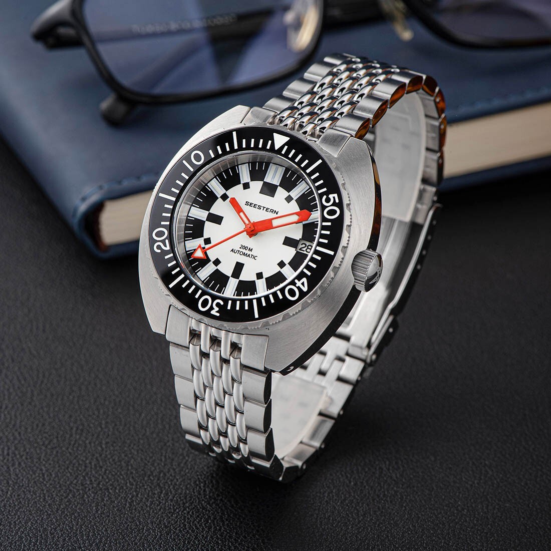 Seestern S406-2 Automatic Steel White Black Date Sapphire Men’s Watch