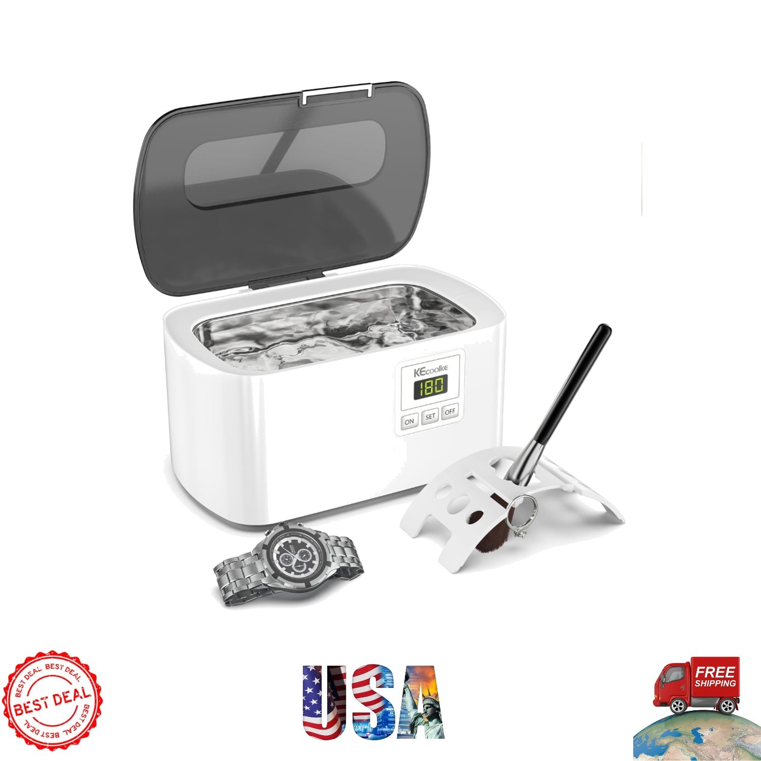 Luxury Ultrasonic Jewelry Cleaning Machine – 600ml Digital Timer Sonic Cleaner
