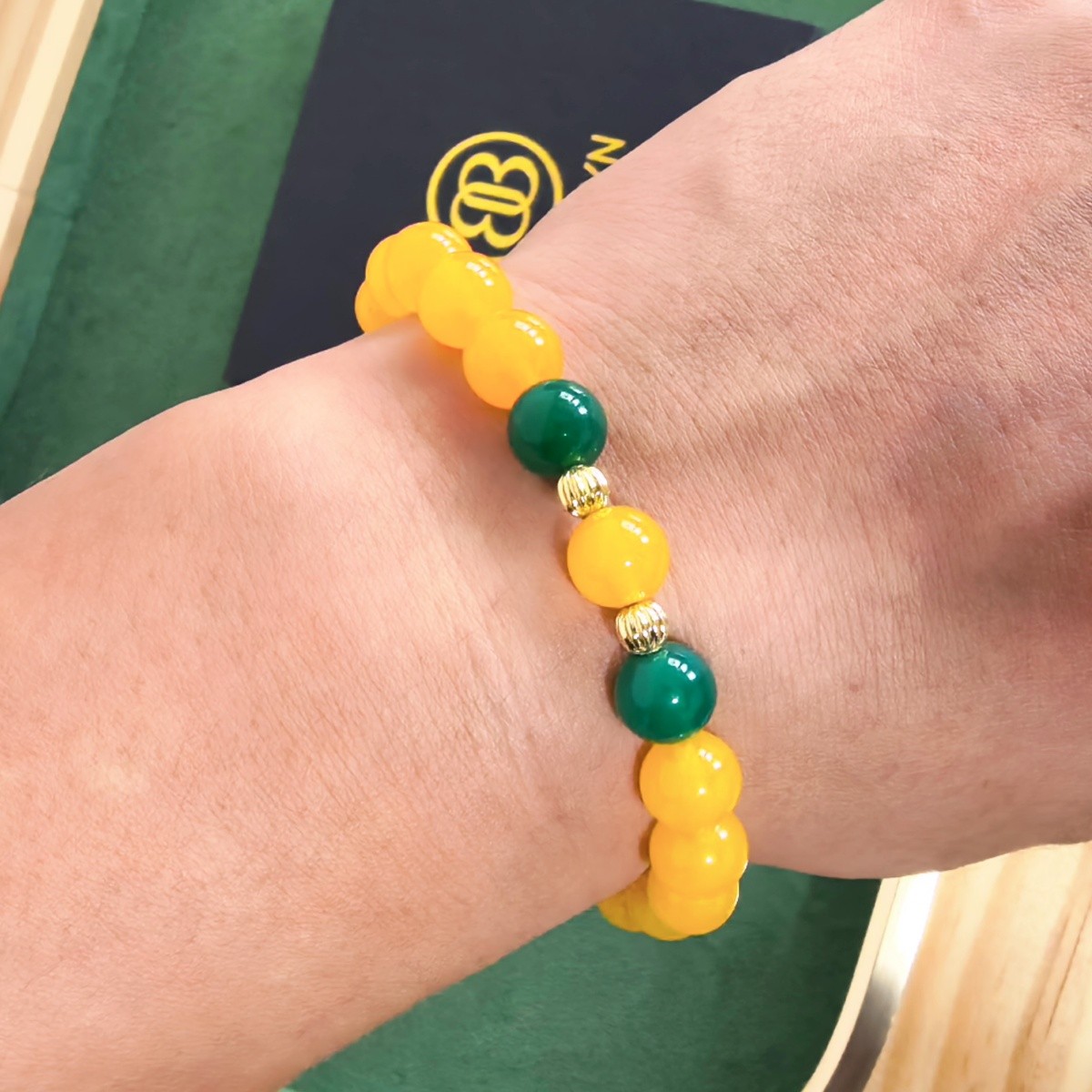 Custom Engraved Bracelet Yellow Agate Citrine Beads Wealth luck Jewelry Her Gift