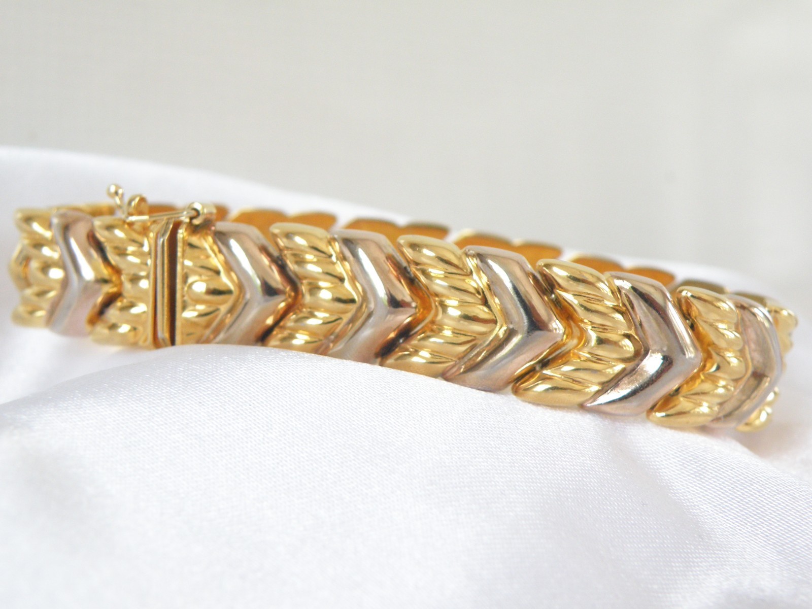 Vintage Milor Italy Sterling Silver 925 Gold on Spiga Wheat Link Bracelet 7.5″