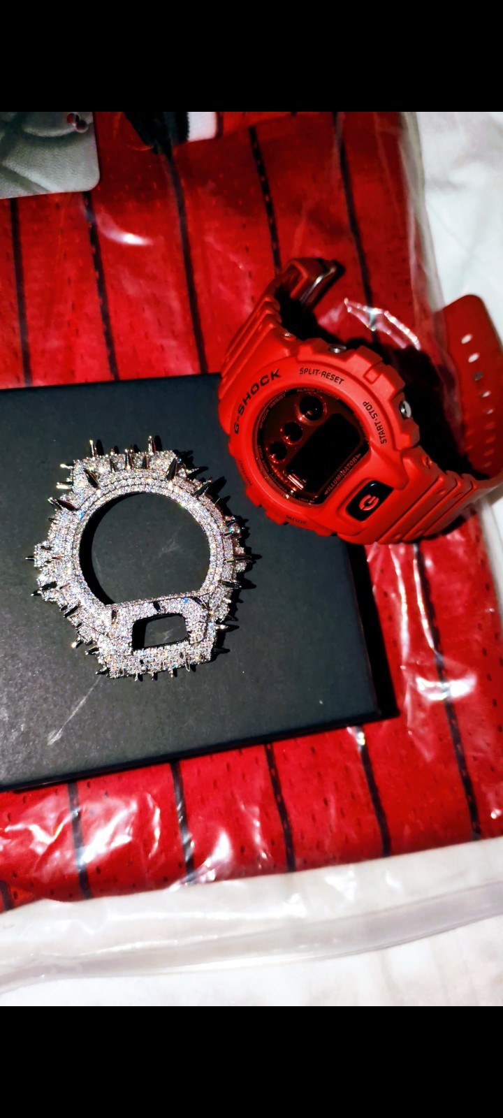 ✶Brand New✶ 2026 Red Casio G-Shock With Spiked VVS1 Moissanite Bezel