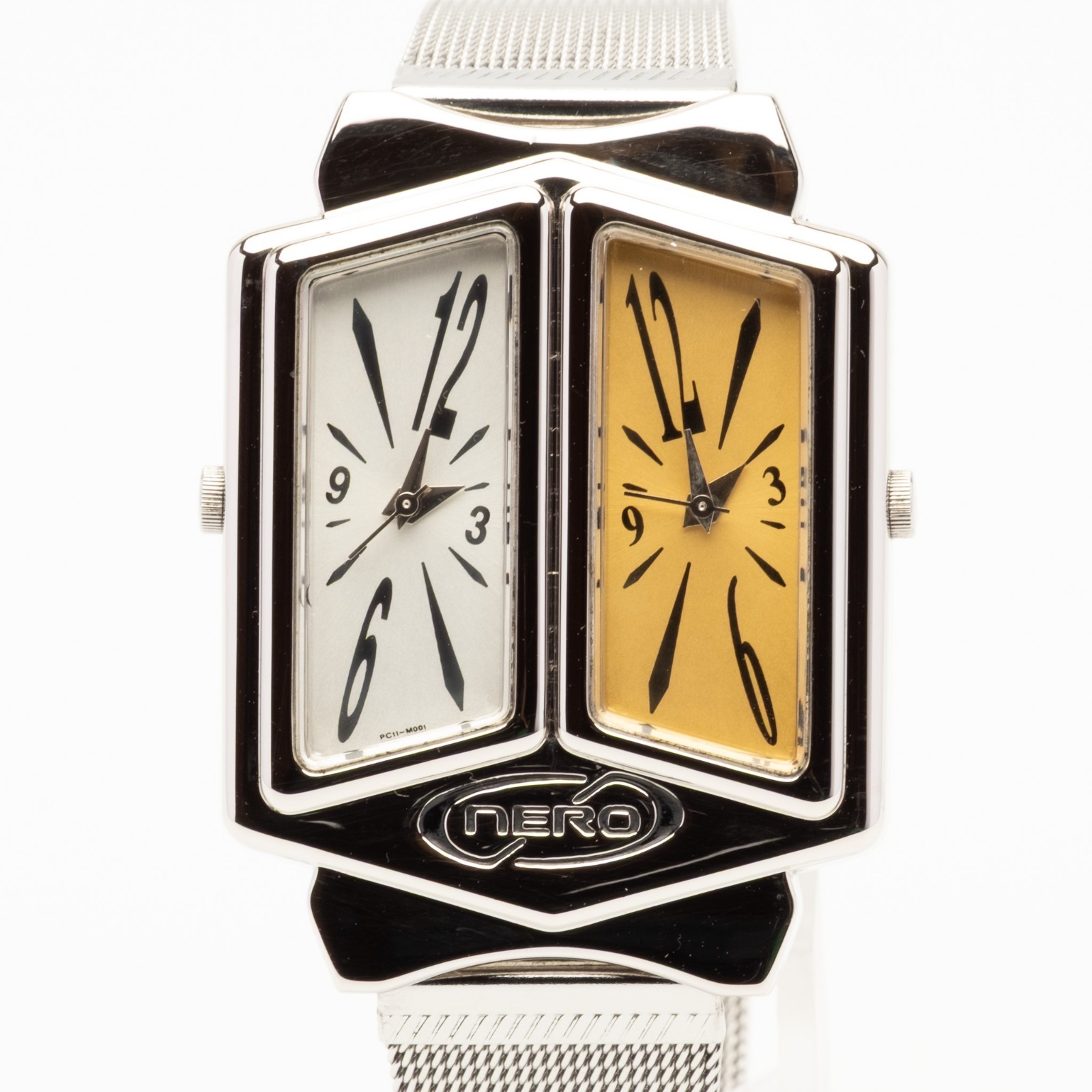 Vintage [EXC+5] PA-NERO PC11-M001 Silver Dual Time 35mm Quartz Men’s Watch
