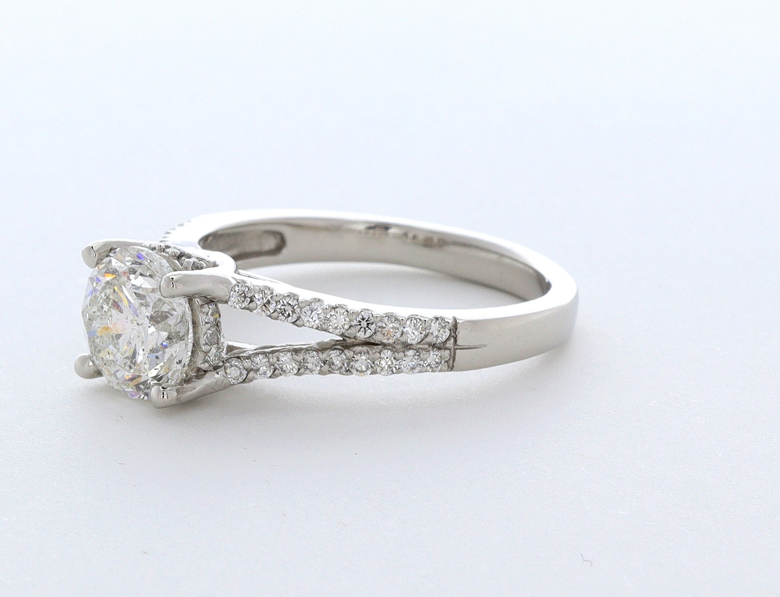 Side Stone Engagement Ring Platinum Halo 2.49 CT Round Lab-Grown Diamond E SI1