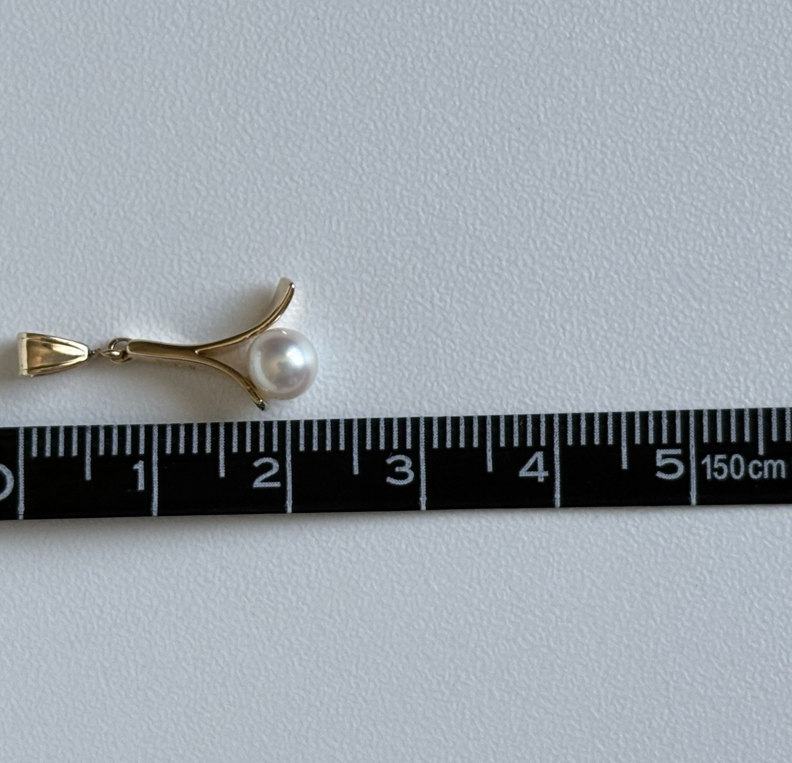 14k Yellow Gold Unique 6mm Pearl Pendant Beautiful Ladies 585 14k Stamp