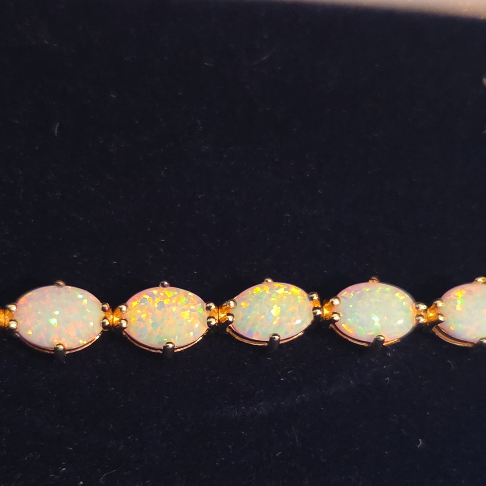 Opal Fire Allure 10 carat Opal Tennis Bracelet Sz 7.5. Sterling & 14k plate