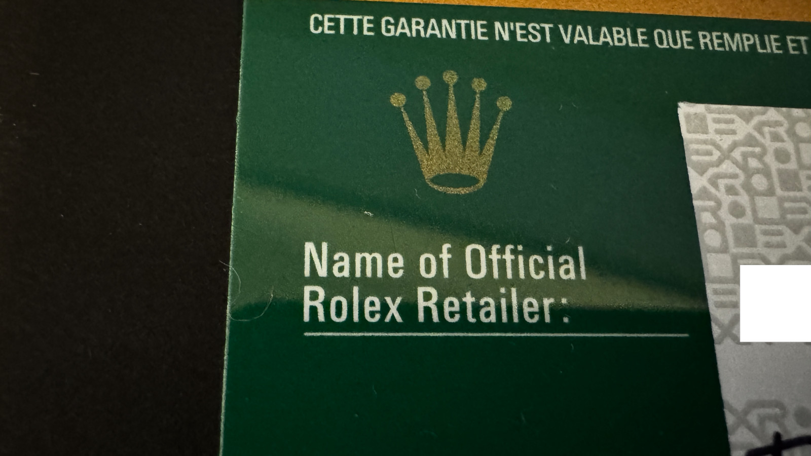 Genuine Rolex Yacht-Master 40 116621 Warranty Guarantee Card Authentic OEM Card