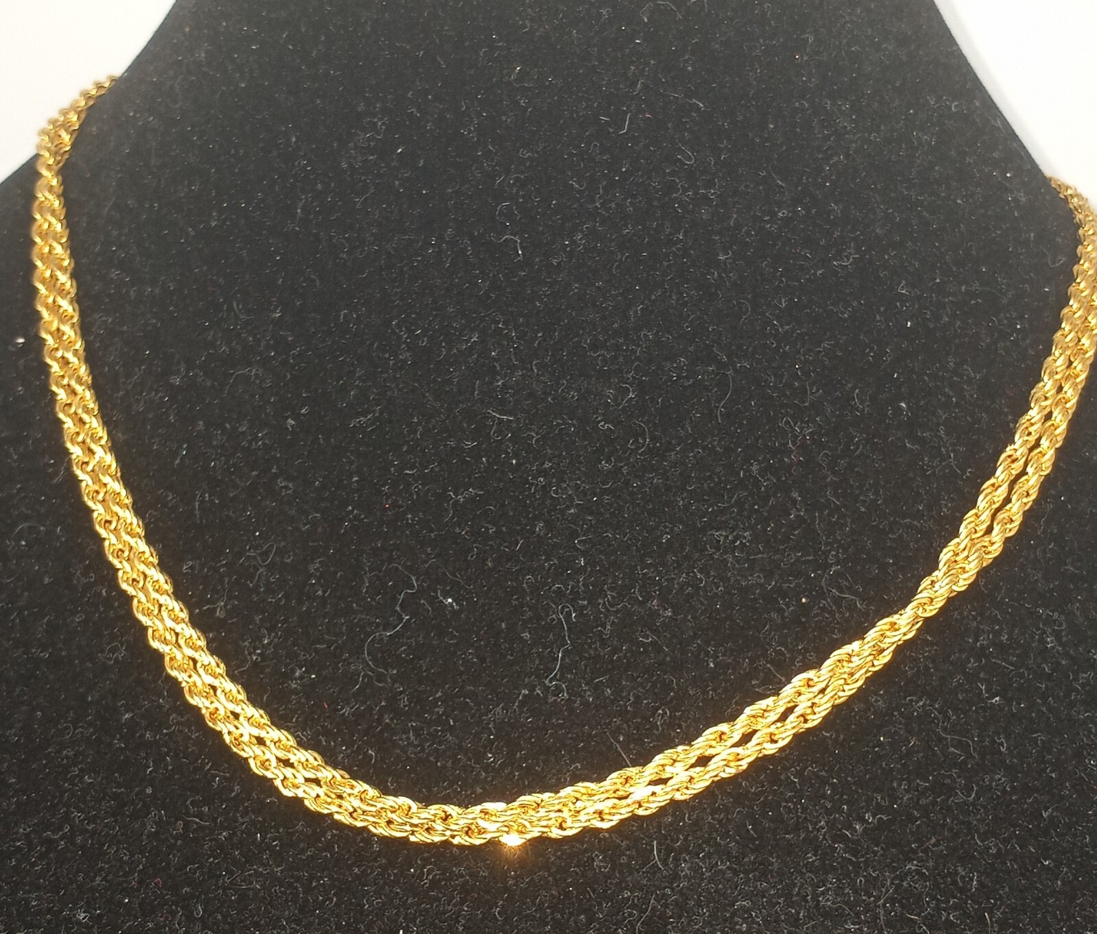 Vintage Rope Chain Goldtone Korean Choker Lot Of Two 18 Inches