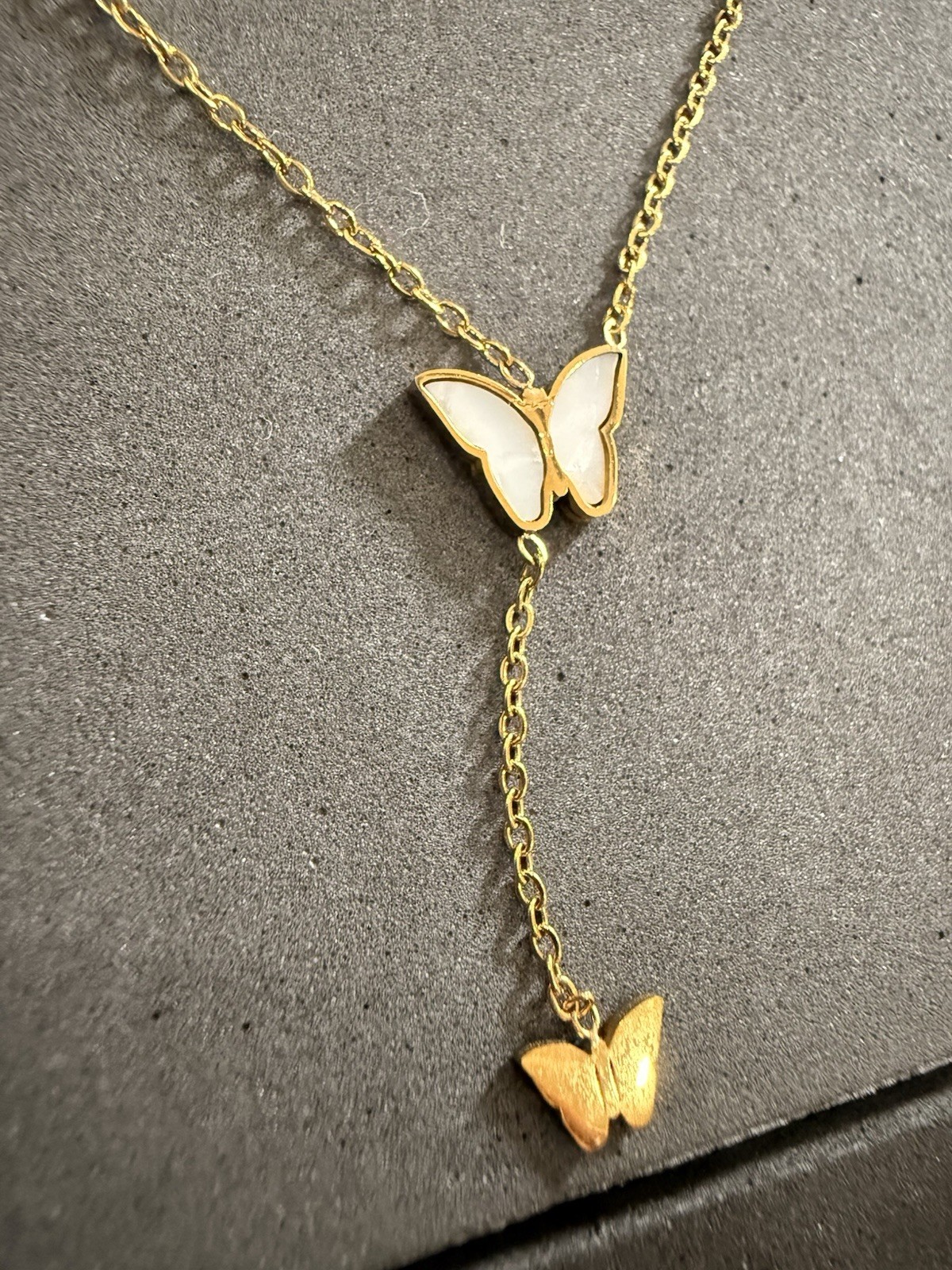 Women Necklace Butterfly Pendant 18k Gold Plated Stainless Steel Chain Fashion
