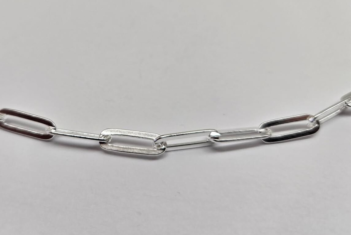 925 Sterling Silver Flat Paperclip Necklace Bracelet 4mm, 7″ to 30″ Long