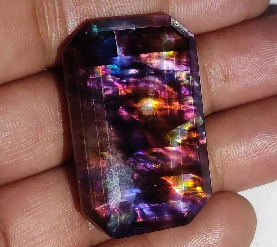 Ammolite Emerald Doublet 46-47 Ct Opal -Like Organic Natural Rare Loose Gemstone