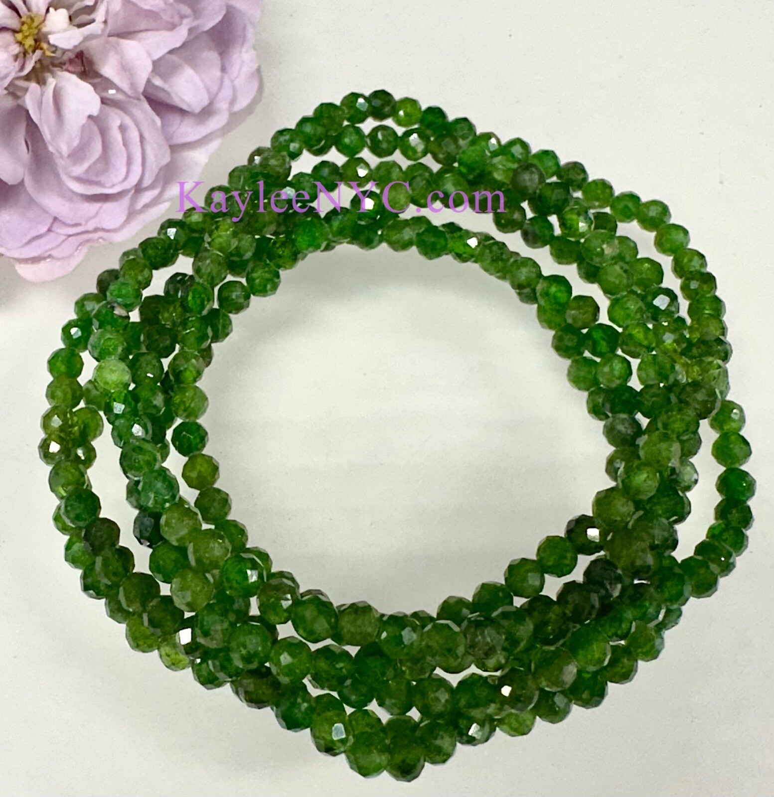 Wholesale 6 Pcs Natural Diopside 4mm Faceted 7.5” Stretch Bracelet
