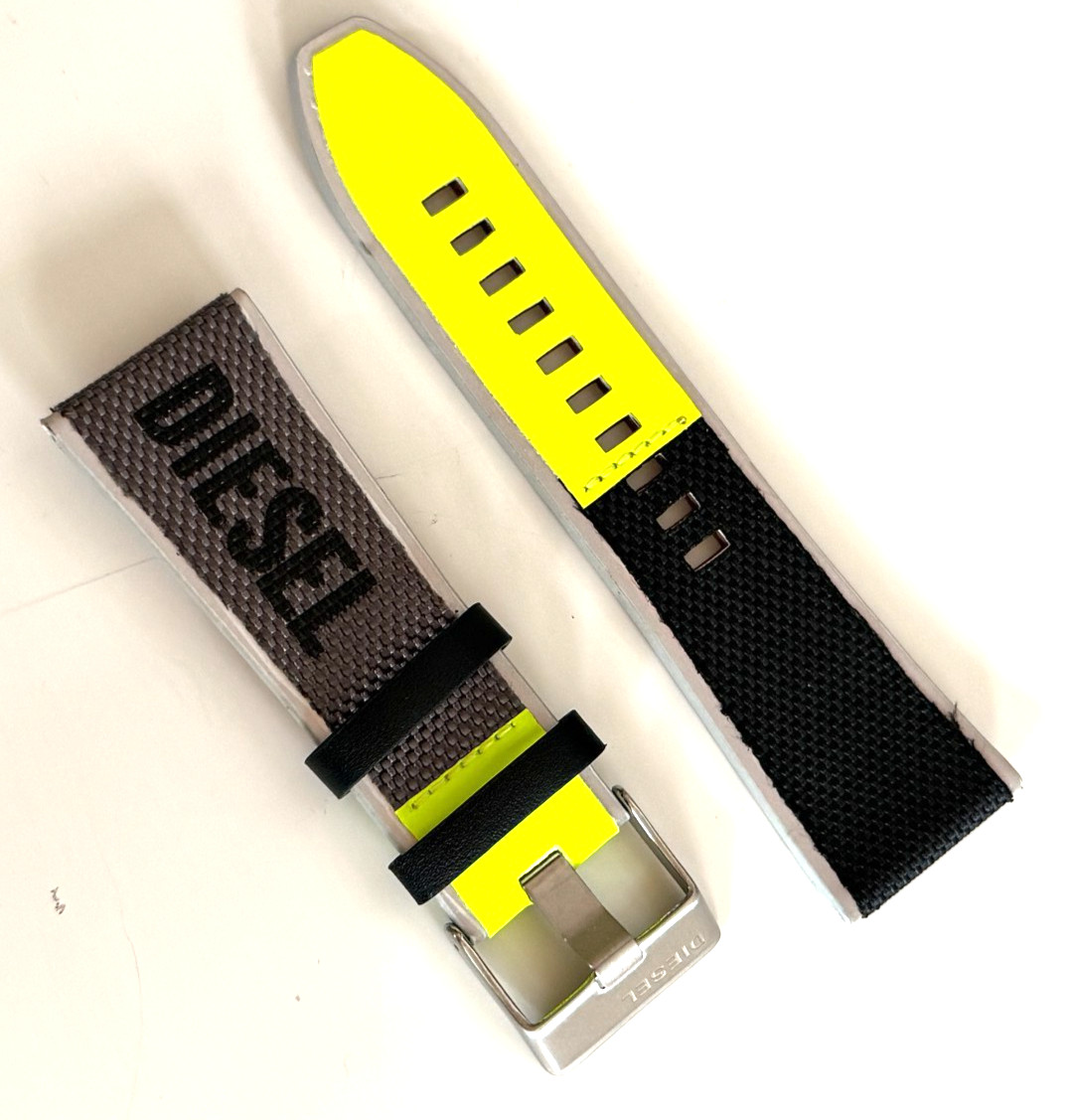 DIESEL DZ7429 Replacement Nylon Watch Band Strap Gray/Neon 28 mm