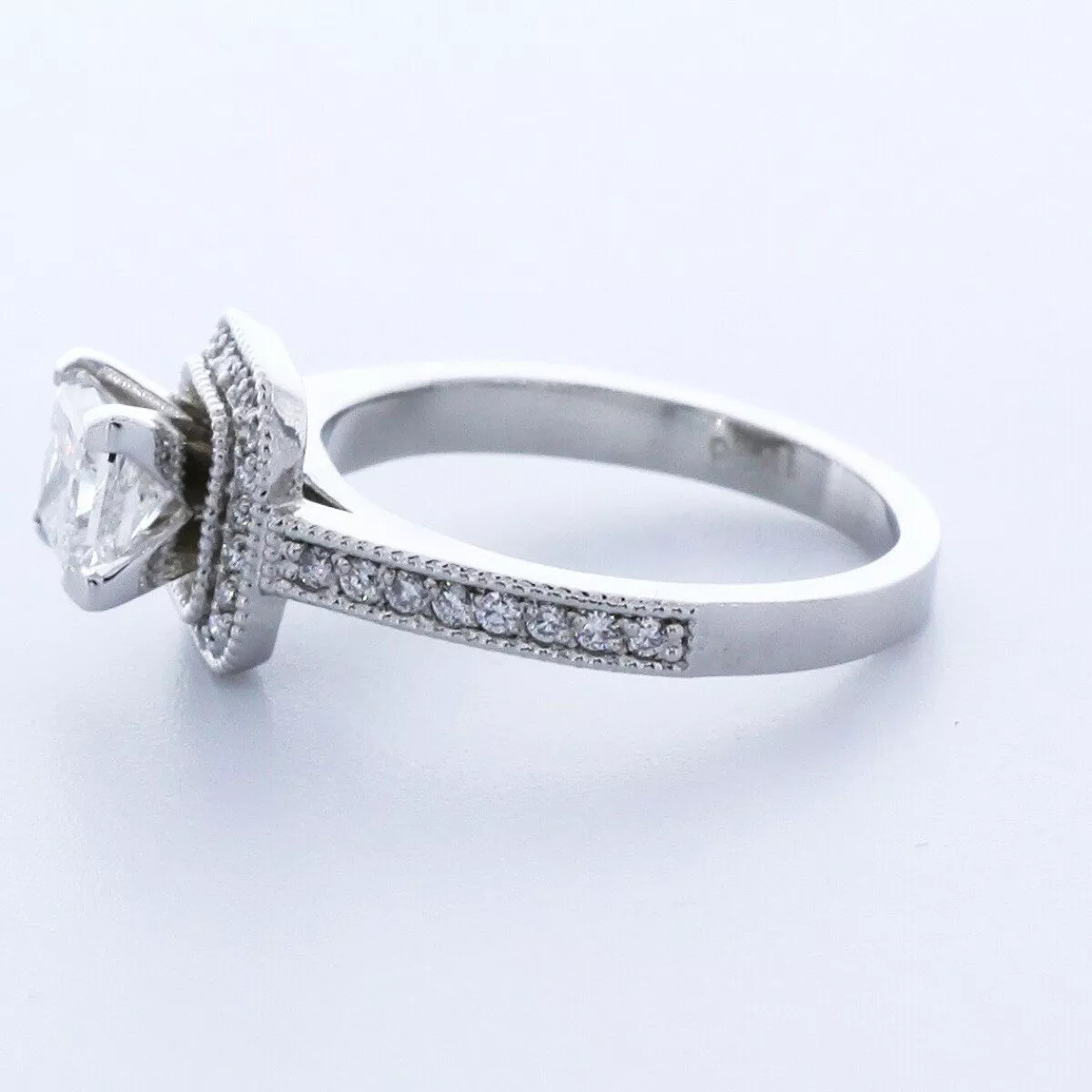 Engagement Ring Halo Platinum 1.60 Carat Princess Lab-Grown Diamond G VS1