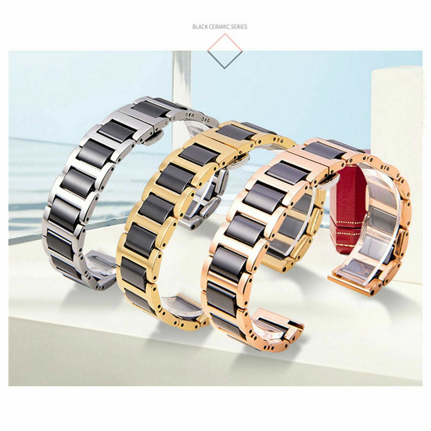 12mm 13 14 15 16 17 18 19 20 22mm Stainless Steel Ceramic Watch Band Metal Strap