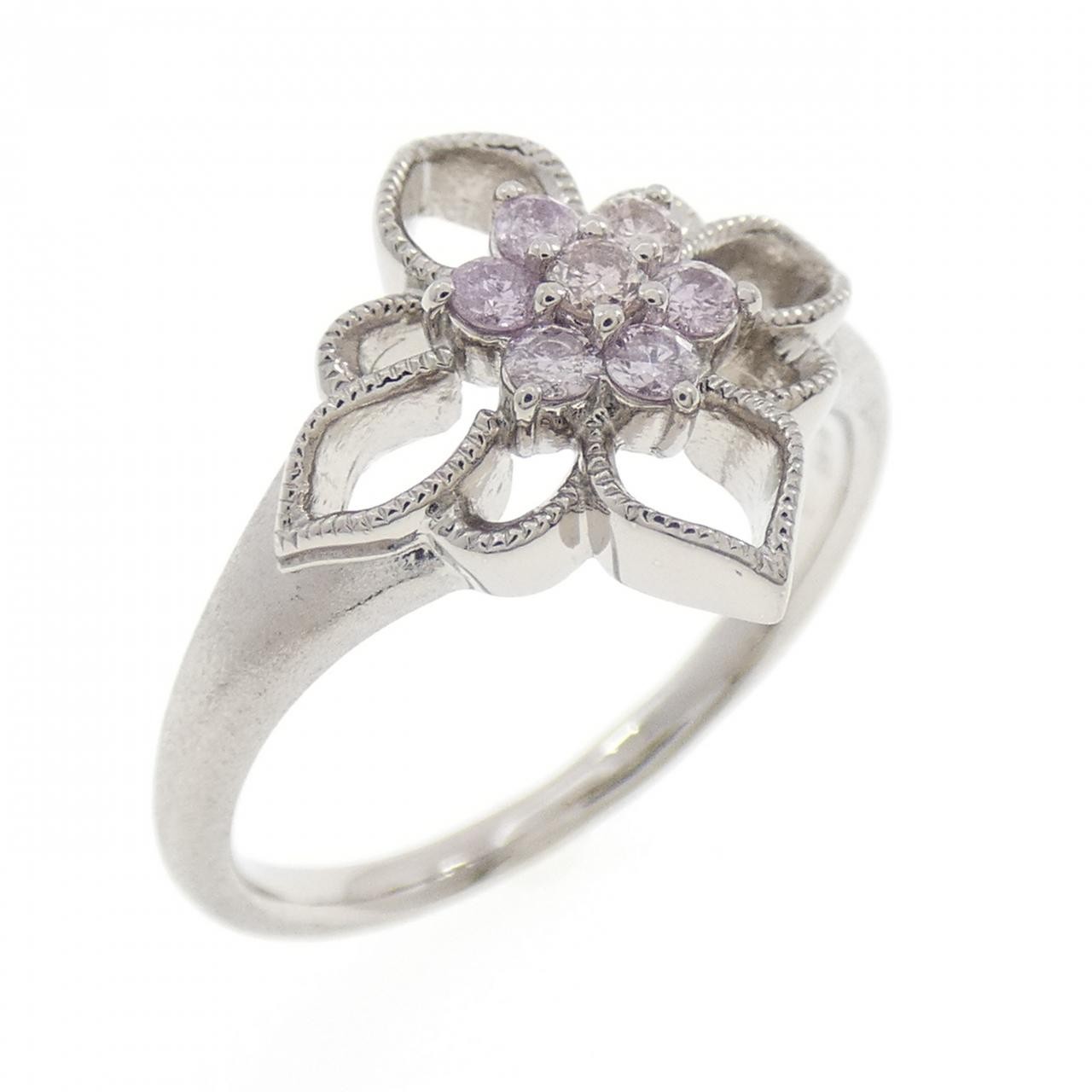 Authentic K18WG Pink Diamond Ring 0.16CT #260-008-073-9296