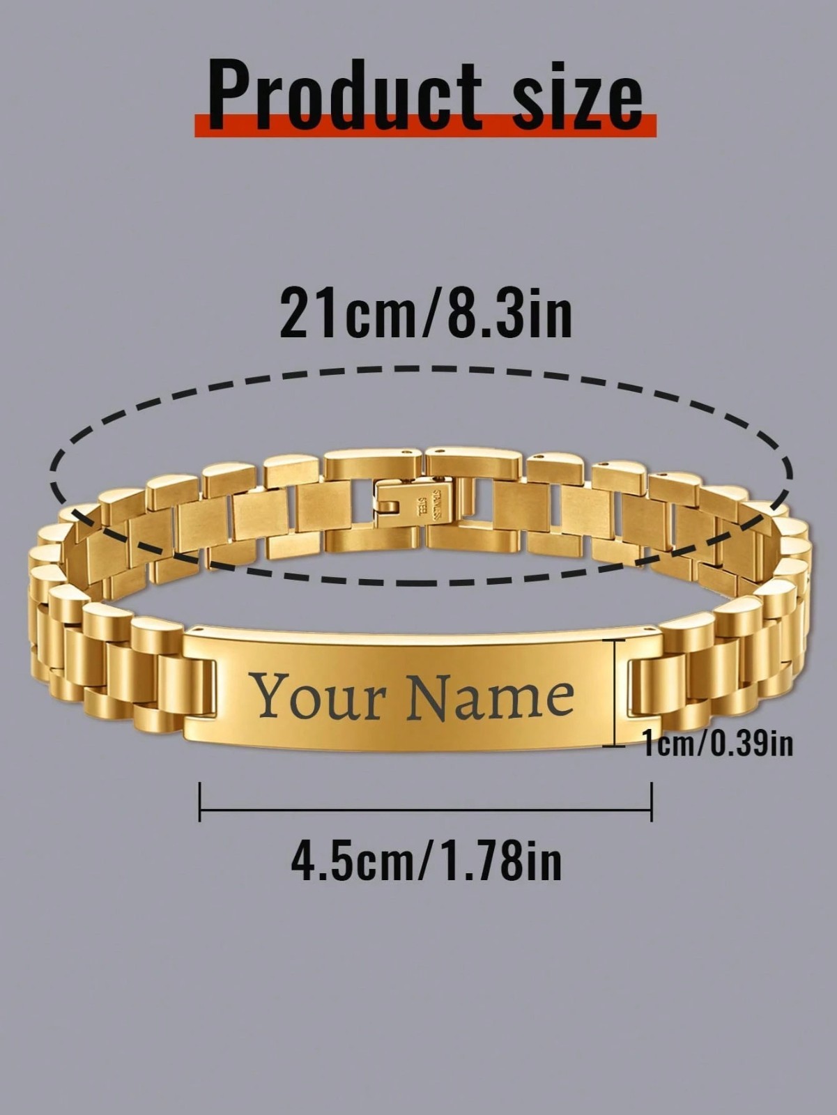 Custom Engraved Name Bracelet Jewelry Men Stainless Steel Gold Black Silver Gift