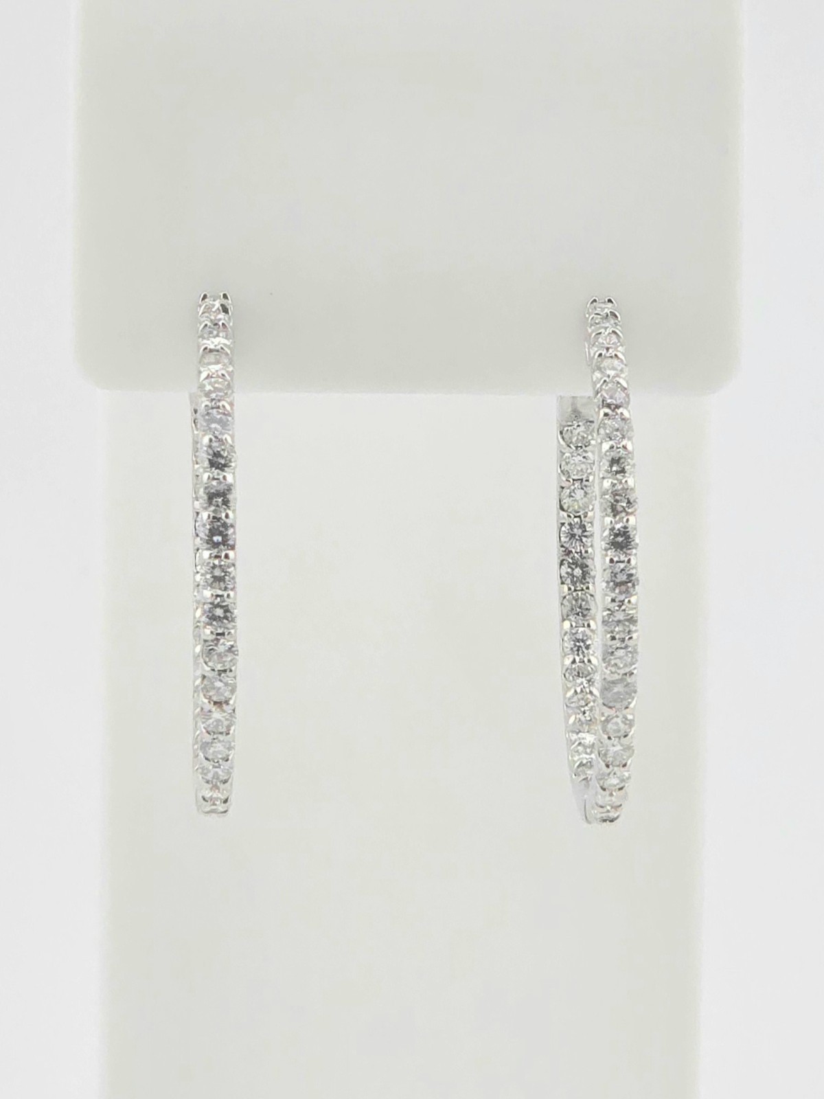 14KW DIAMOND ~3CTW ~H-I ~SI1 3/8 34MM INSIDE OUTSIDE HOOP EARRINGS – 796636