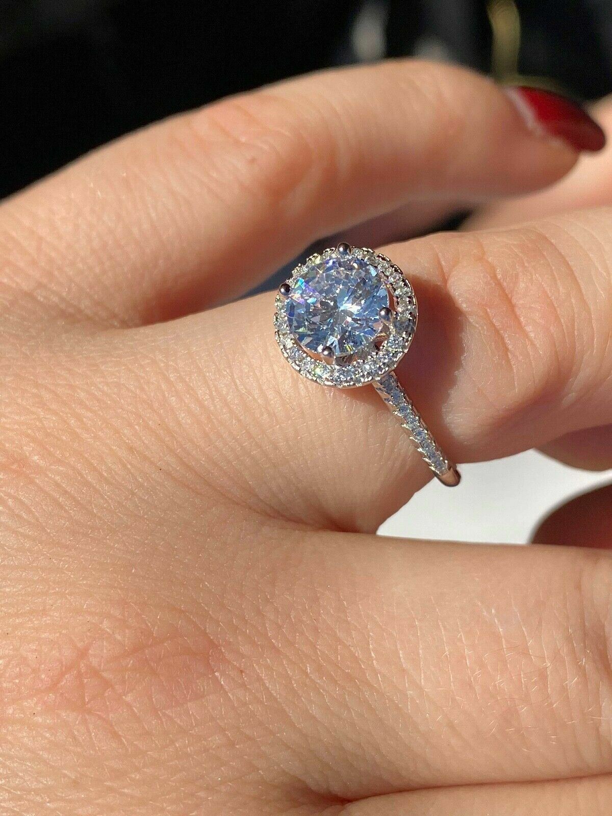 Solid Sterling Silver Icy Engagement Promise Ring 14k Yellow Rose Gold Plated CZ