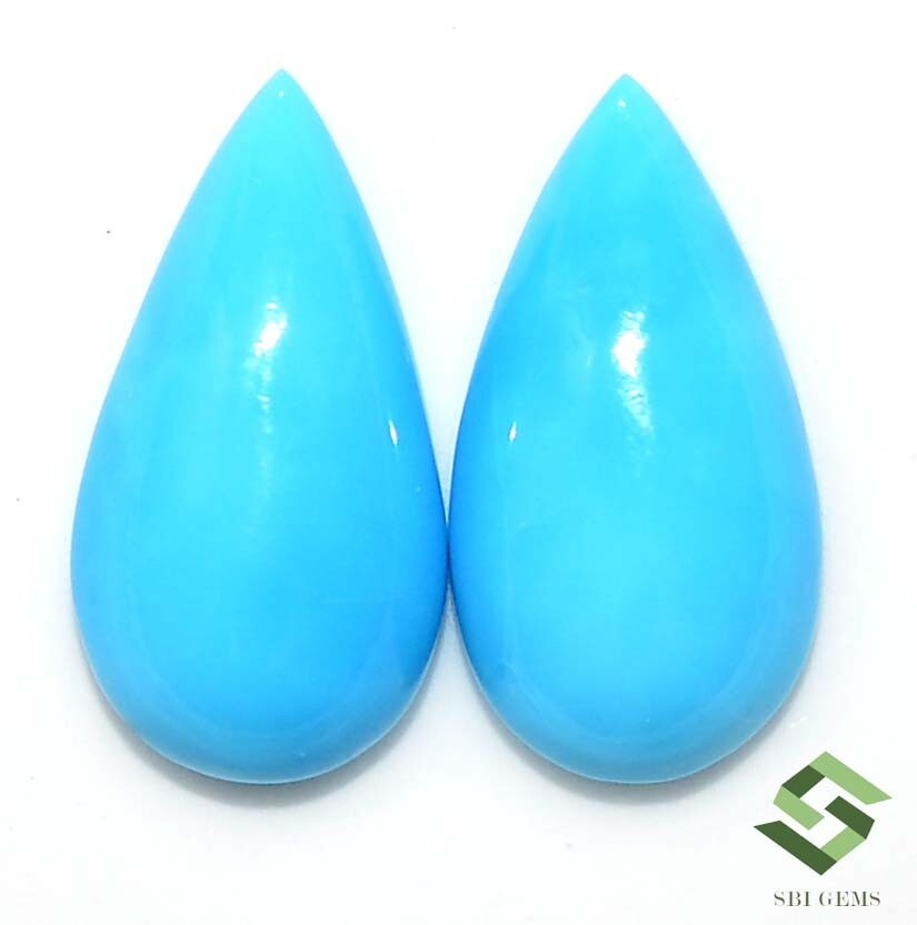 15×8 mm Natural Sleeping Beauty Turquoise Pear Cabochon Pair 6.16 CTS Loose Gems