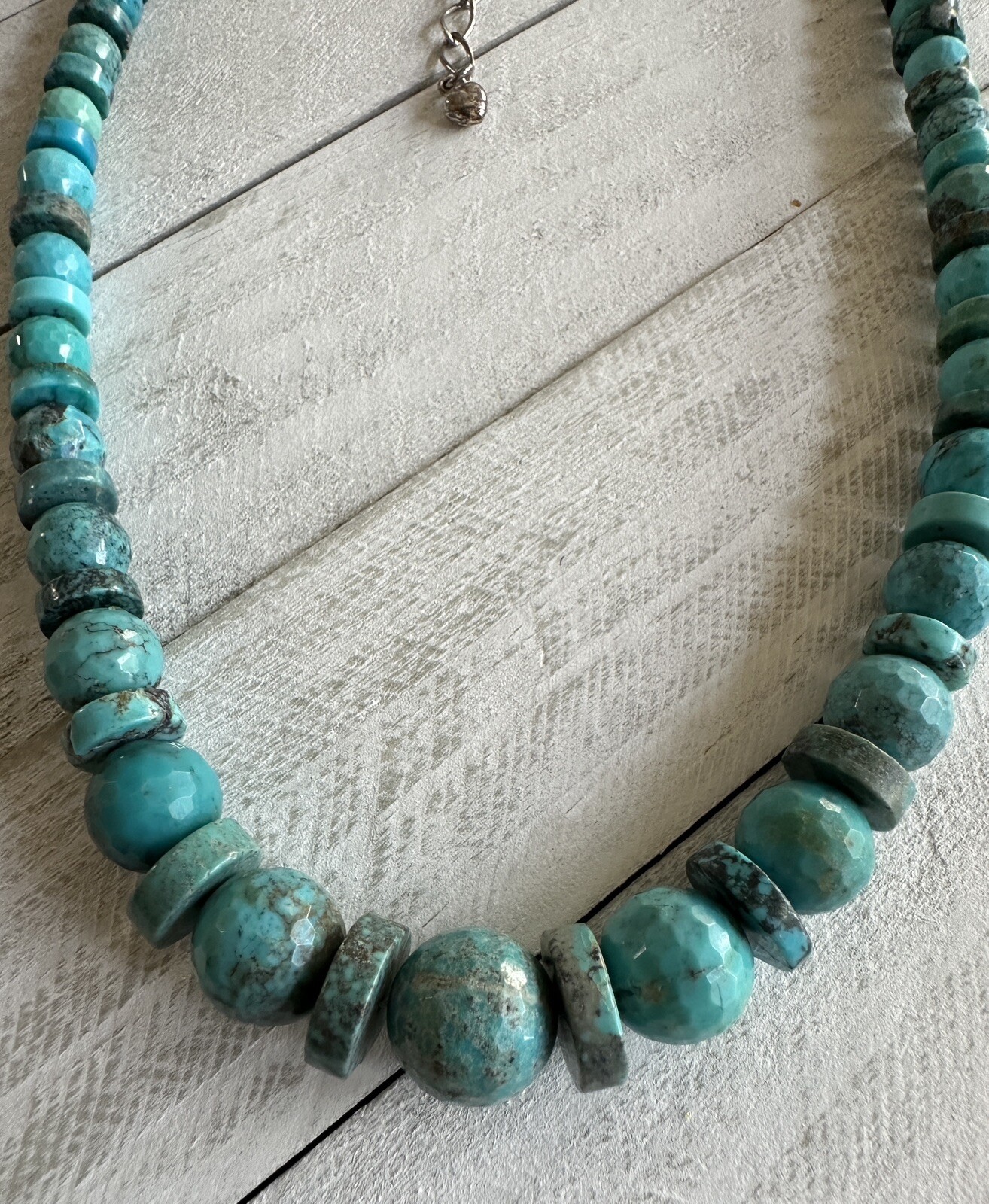 MINE FINDS by JAY KING Rare Faceted Hubei Turquoise Necklace, Sterling Silver