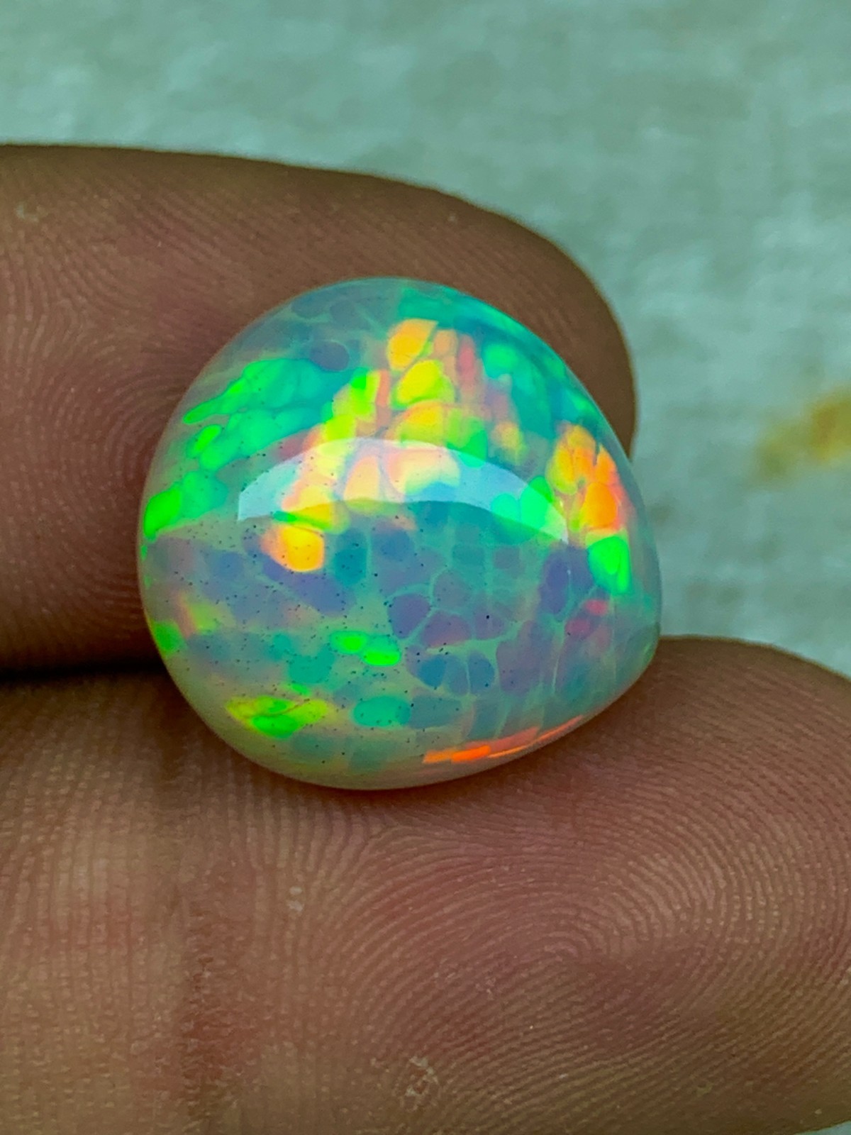Natural Ethiopian Welo Opal 10.80crt Honeycomb Pattern Cabochon Loose Gemstone