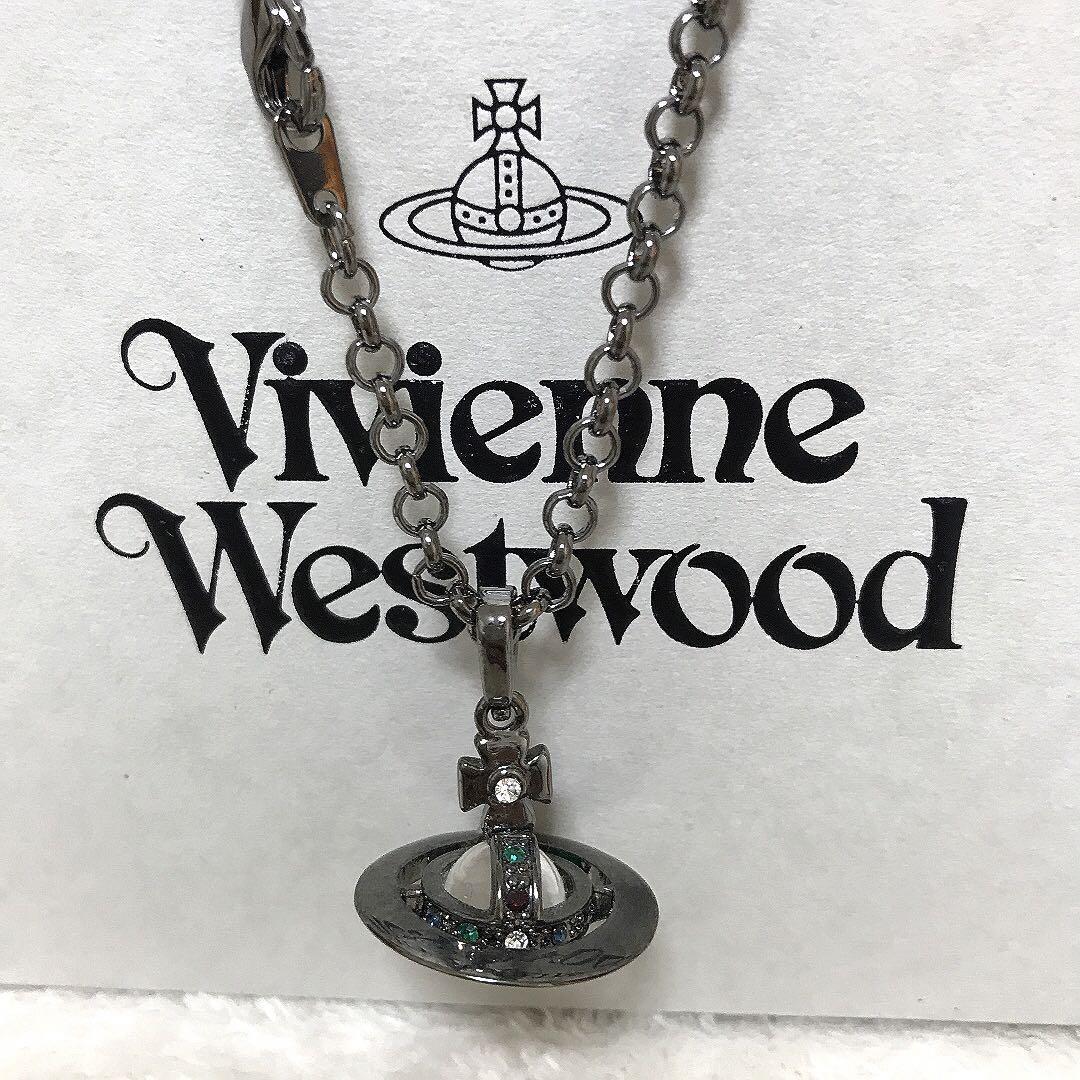 Vivienne Westwood Necklace Earrings Set Tiny Petit Orb Gunmetal NO Accessories