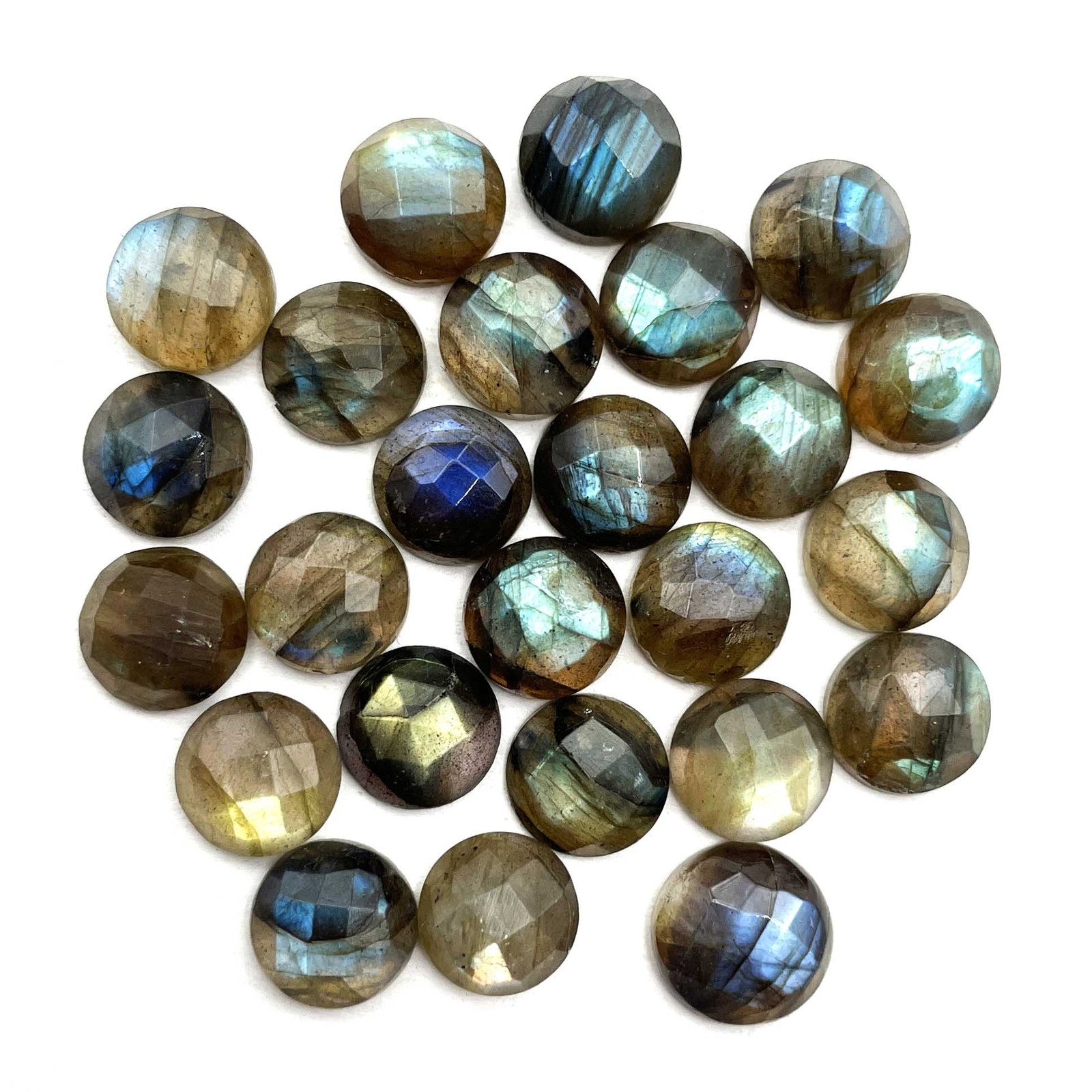 Natural Labradorite Round Checker Cut Loose Gemstone Lot 56 Pcs 8 MM 100 CT