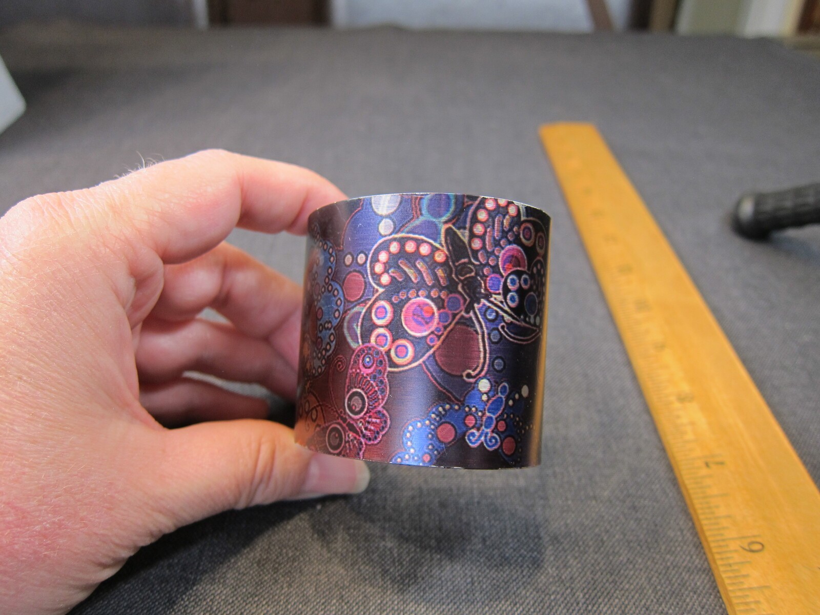777 Tattooed Steel 38/200 limited edition wide cuff bracelet ‘Butterflies’