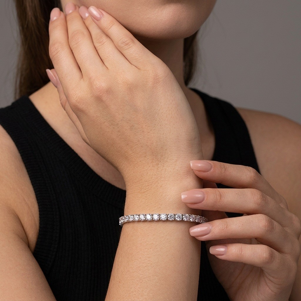 Hot Fashion 2-6.5mm VVS Moissanite Tennis Chain Bracelet 925 Sterling Silver