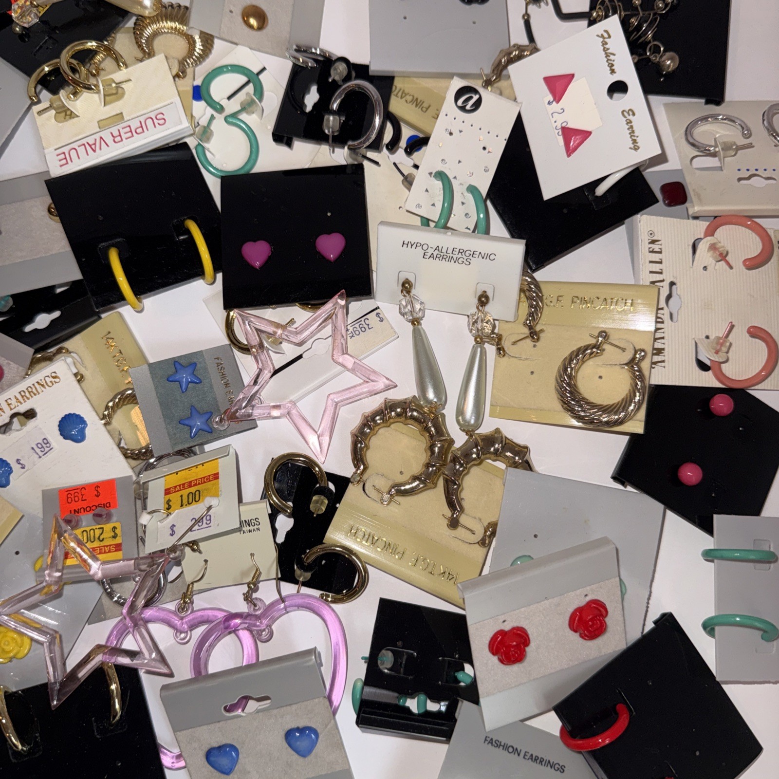 NEW Wholesale Resell Lot 100 Pairs Women’s Fashion Pierced Earrings on Cards