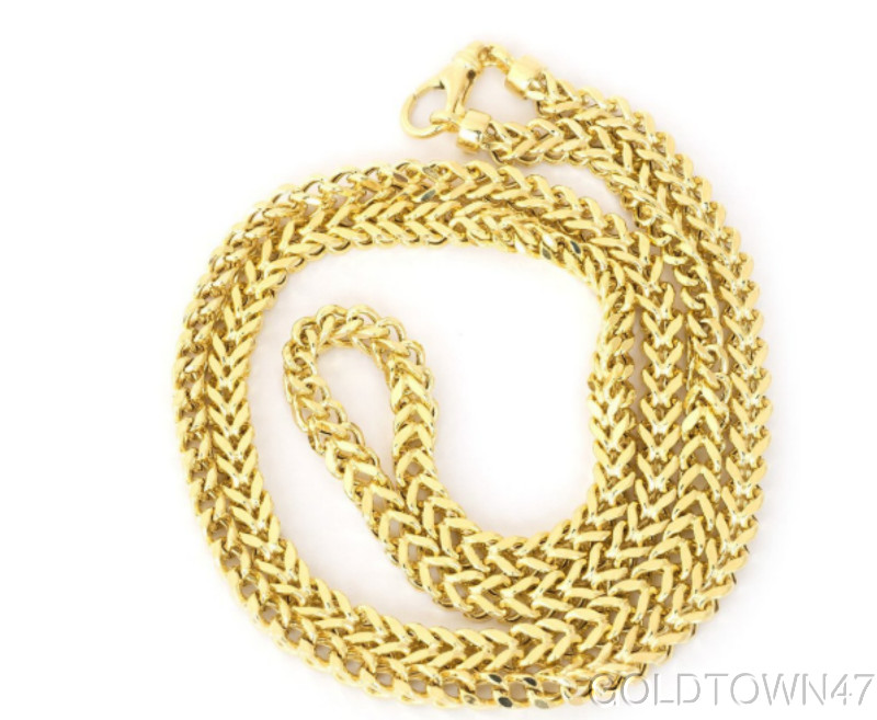 Men’s Necklace in 14kt Gold Yellow 4.4mm Square Franco Chain 22″ and 24″
