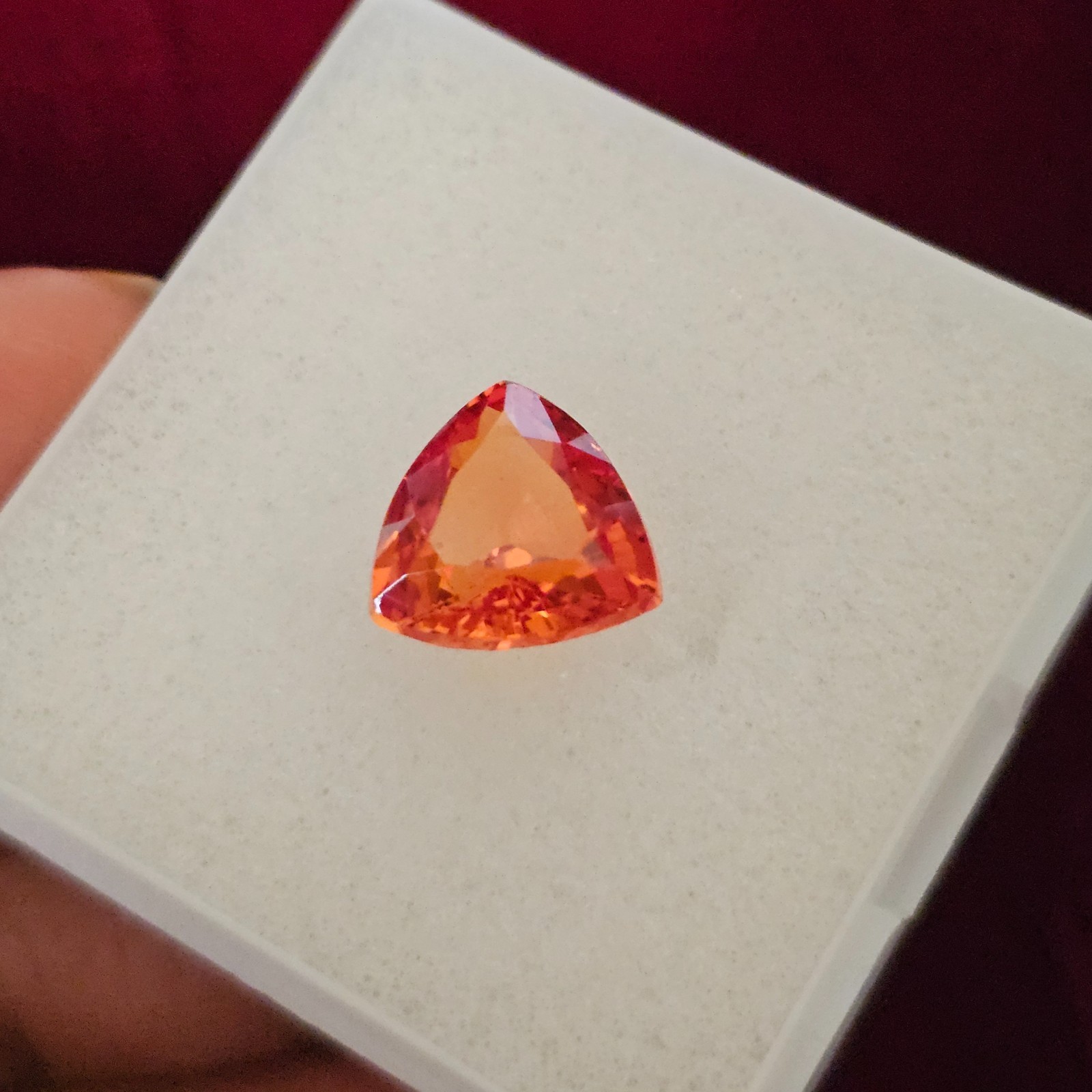 2 Pcs 14.40 Ct each Lab Created Orange Sapphire Trillion Cut Loose Gemstone