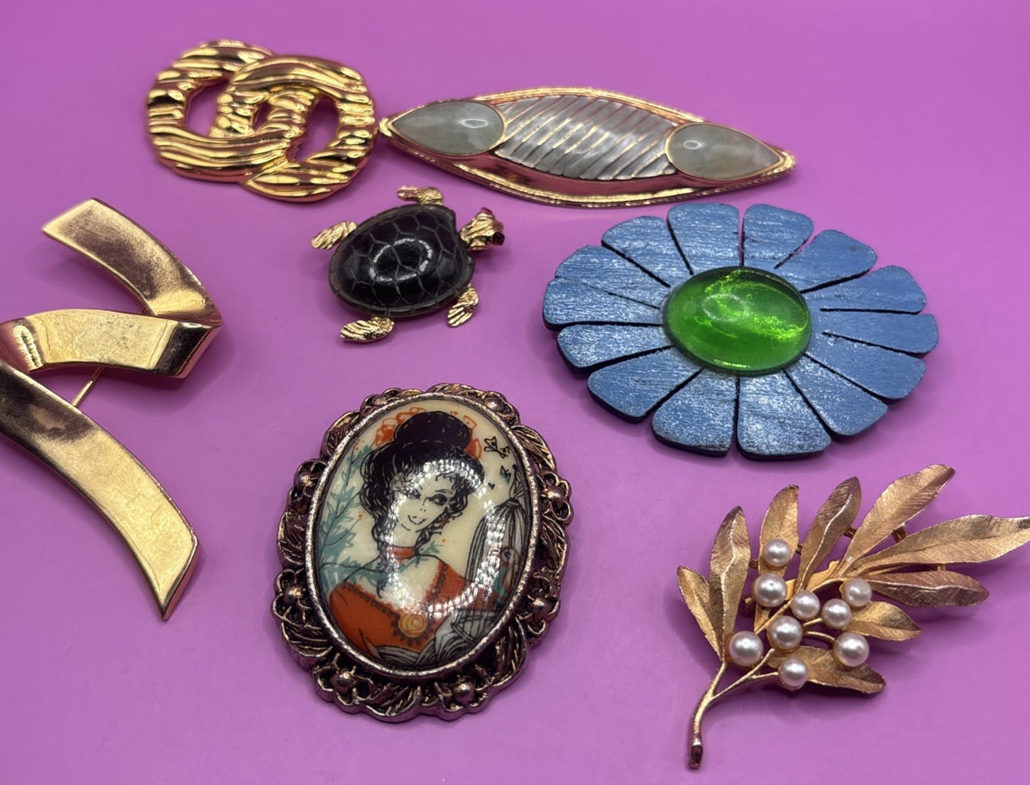 Vintage Value Lot Of 7 Pin Brooch Mix