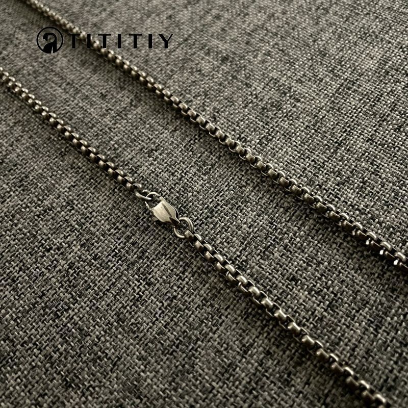 Pure Titanium Necklace with A Width 3mm Square Box Chain Anti Allergic Classics