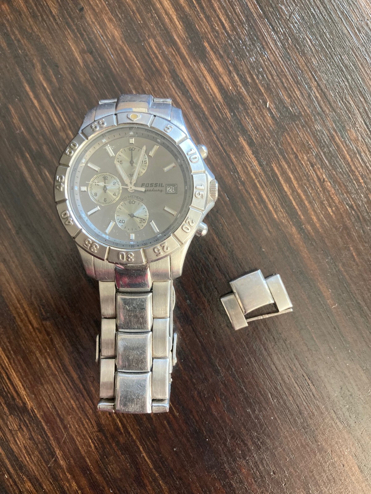 Fossil Men CH-2331 Dress/Formal Date Chronograph Silver Tone Quartz Watch 8″