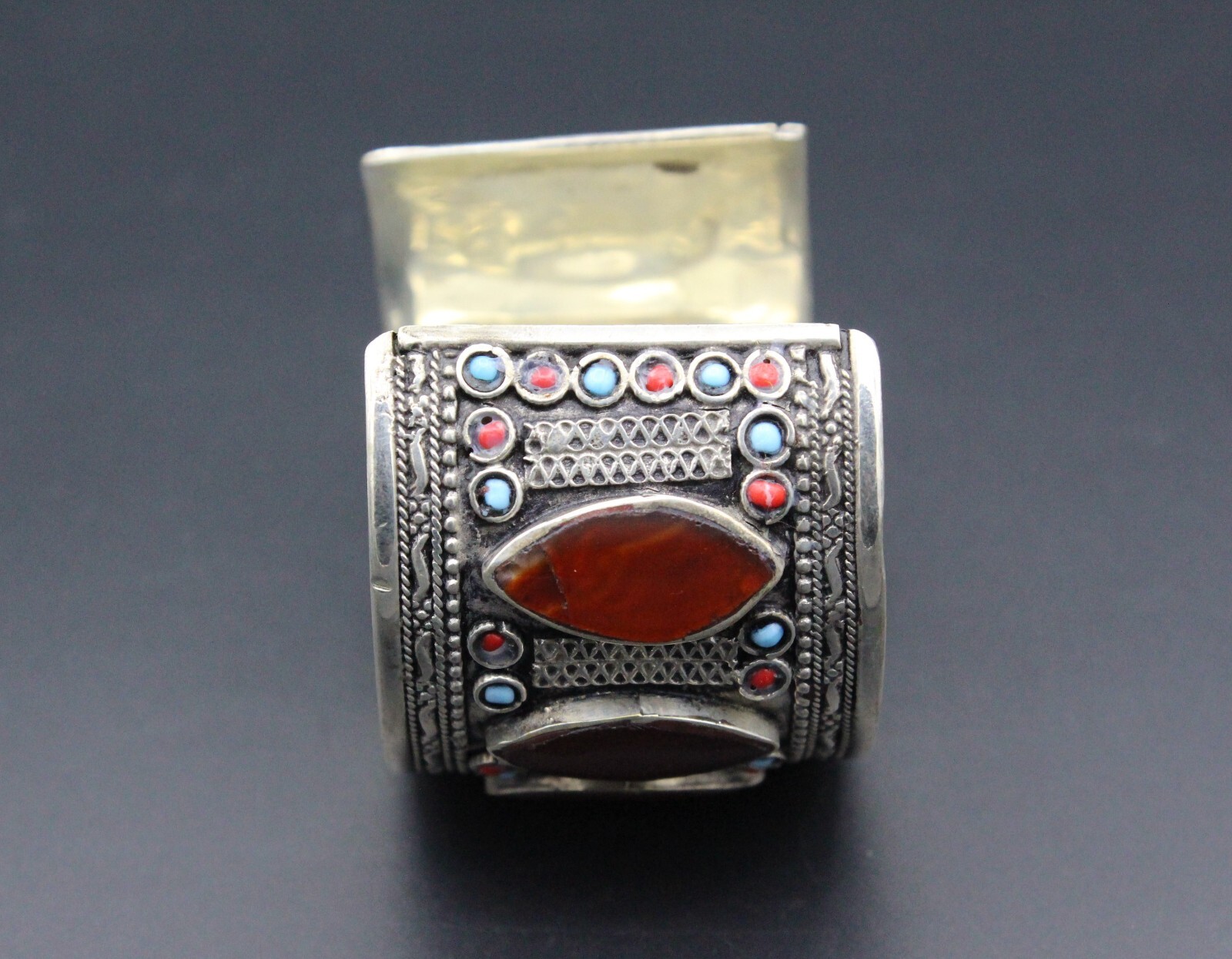 Kuchi Cuff Bracelet, Carnelian Stones Bracelet, Colorful Handmade Bracelet