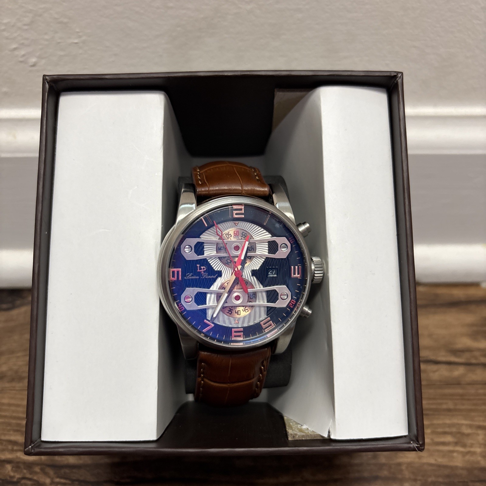 Lucien Piccard Cobalt Blue Tone Chronograph LP-40045 3ATM Watch