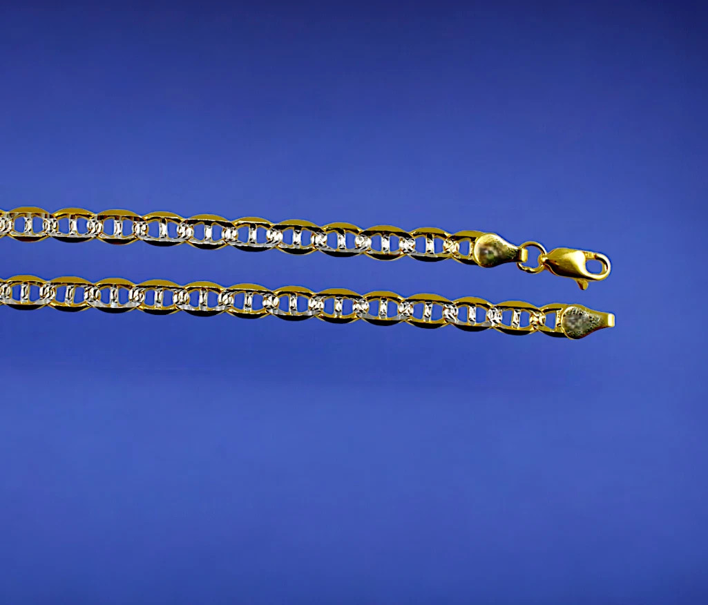 10K Yellow Gold SOLID Pave Anchor Mariner Necklace Bracelet Chain 3mm-6mm 7″-30″