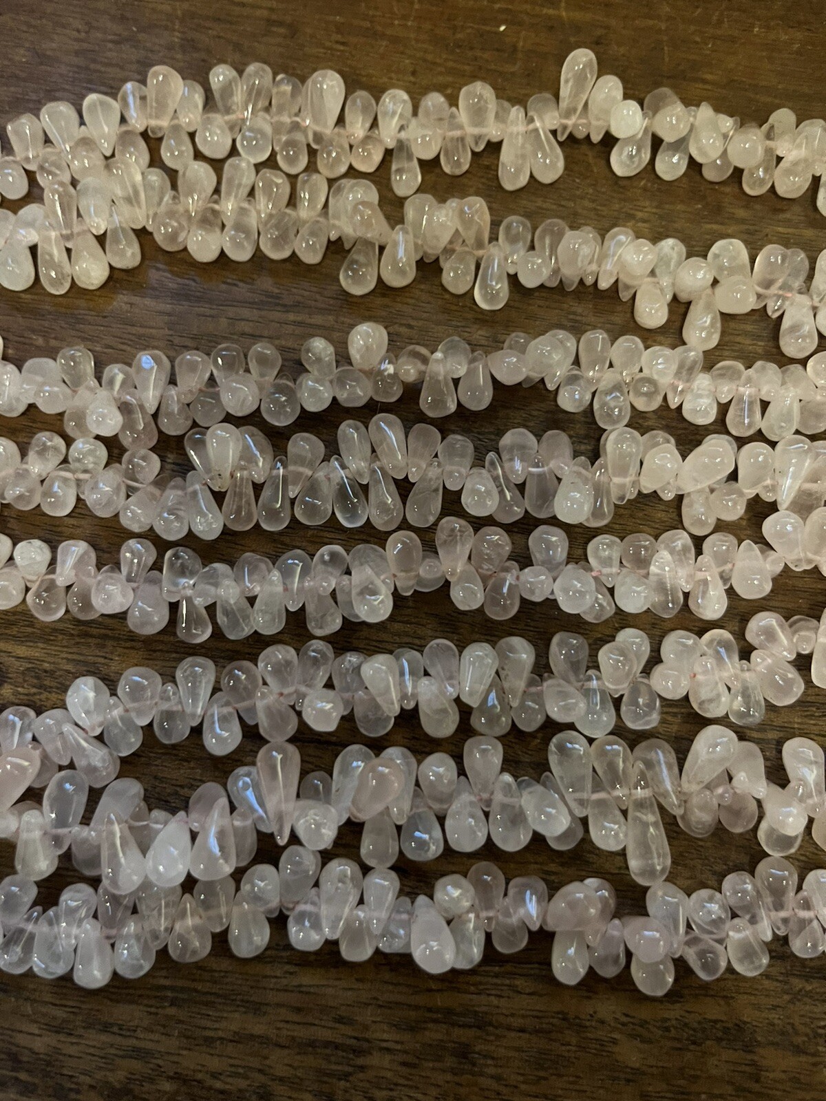 10-15mm Old Stock Natural Rose Quartz Briolette Gemstone Beads 14in Strand